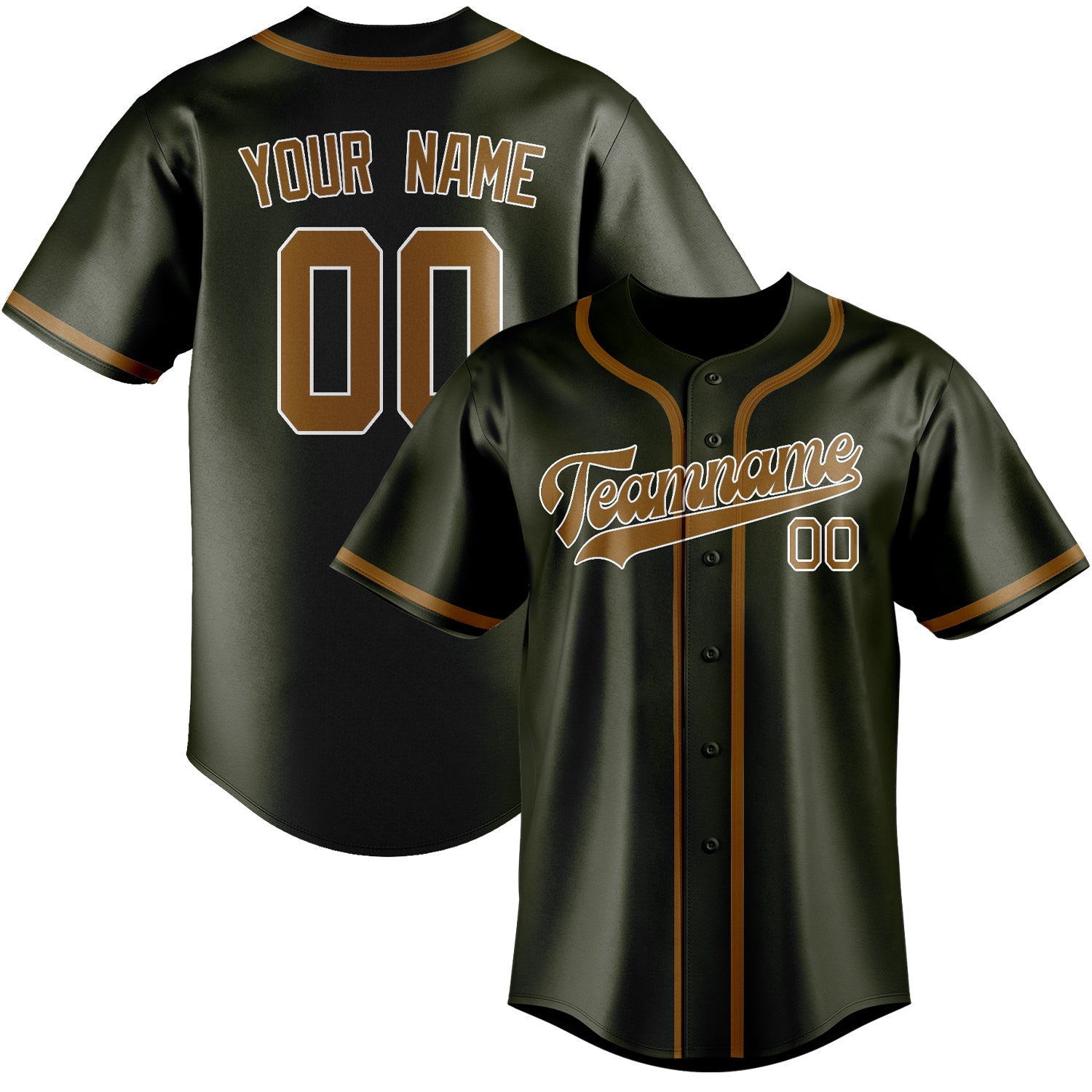 Custom Olive Khaki Baseball Jersey