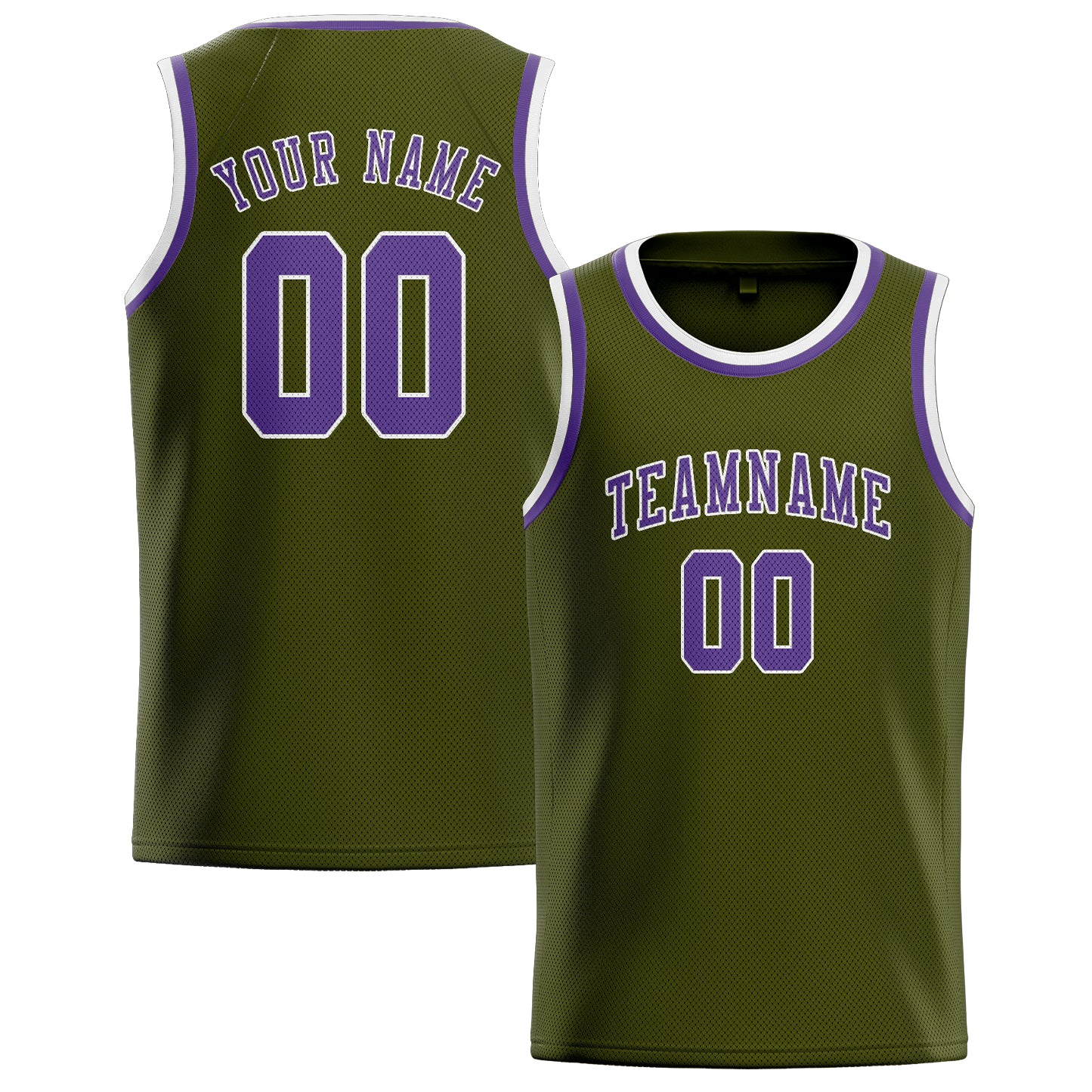 Custom Olive Light Purple Basketball Jersey