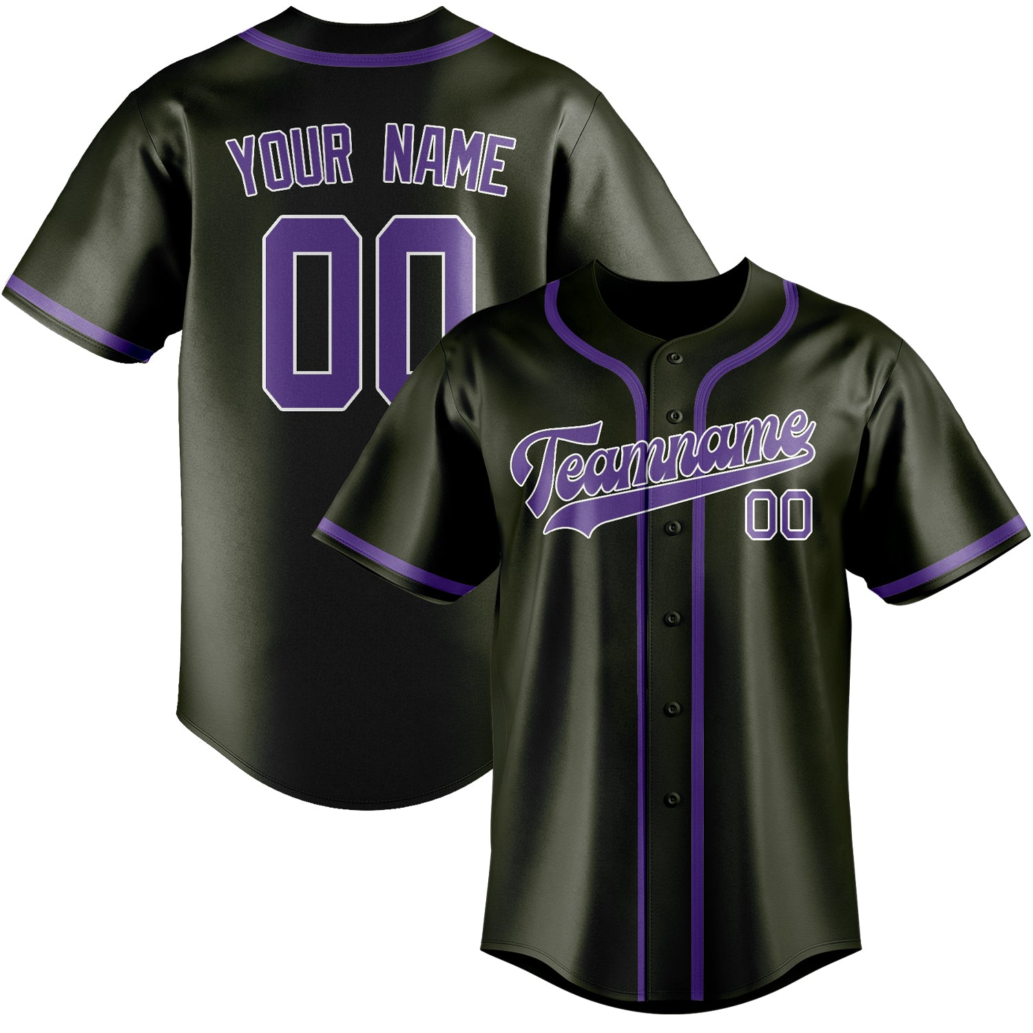 Custom Olive Light Purple Baseball Jersey