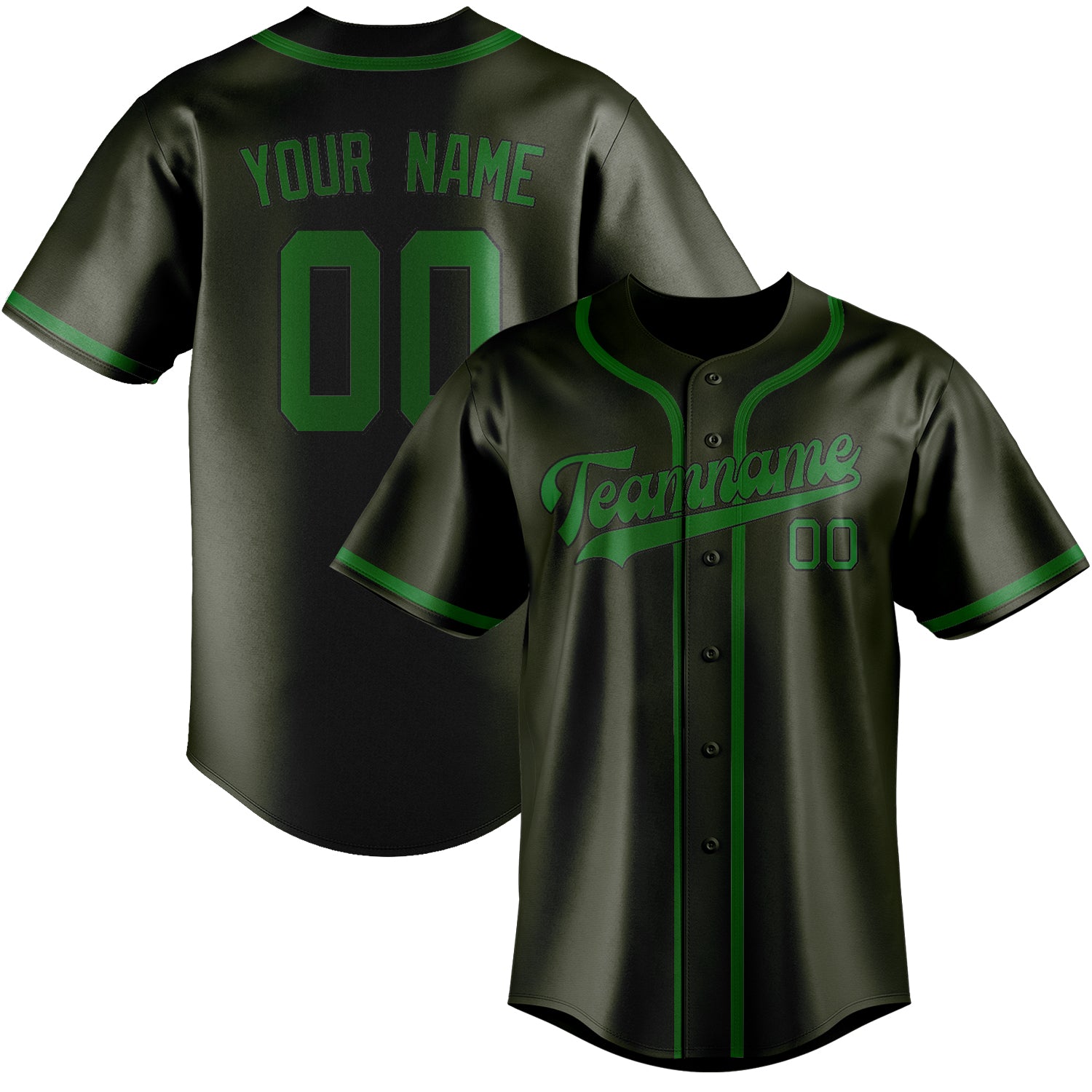 Custom Olive Emerald Green Baseball Jersey