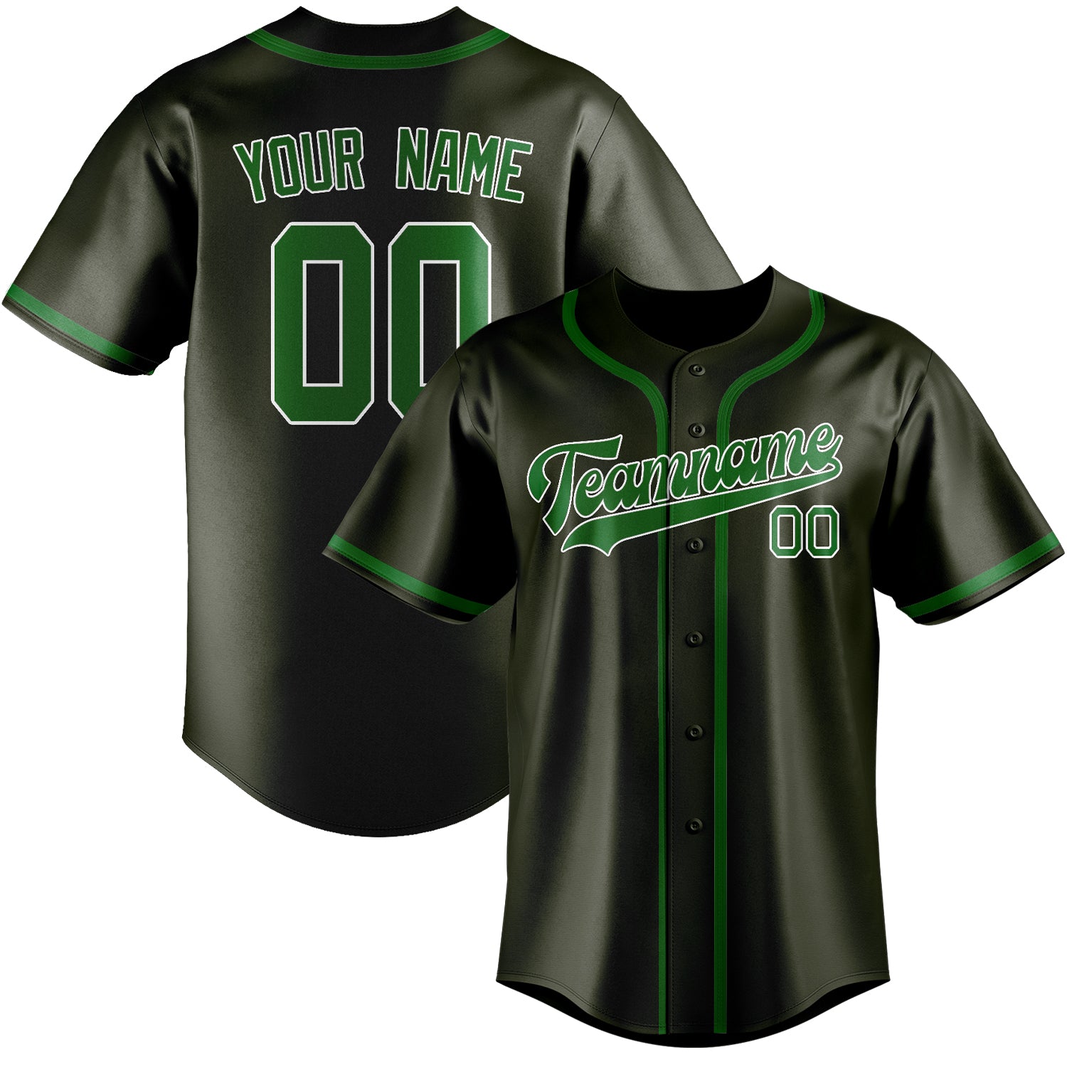 Custom Olive Emerald Green Baseball Jersey