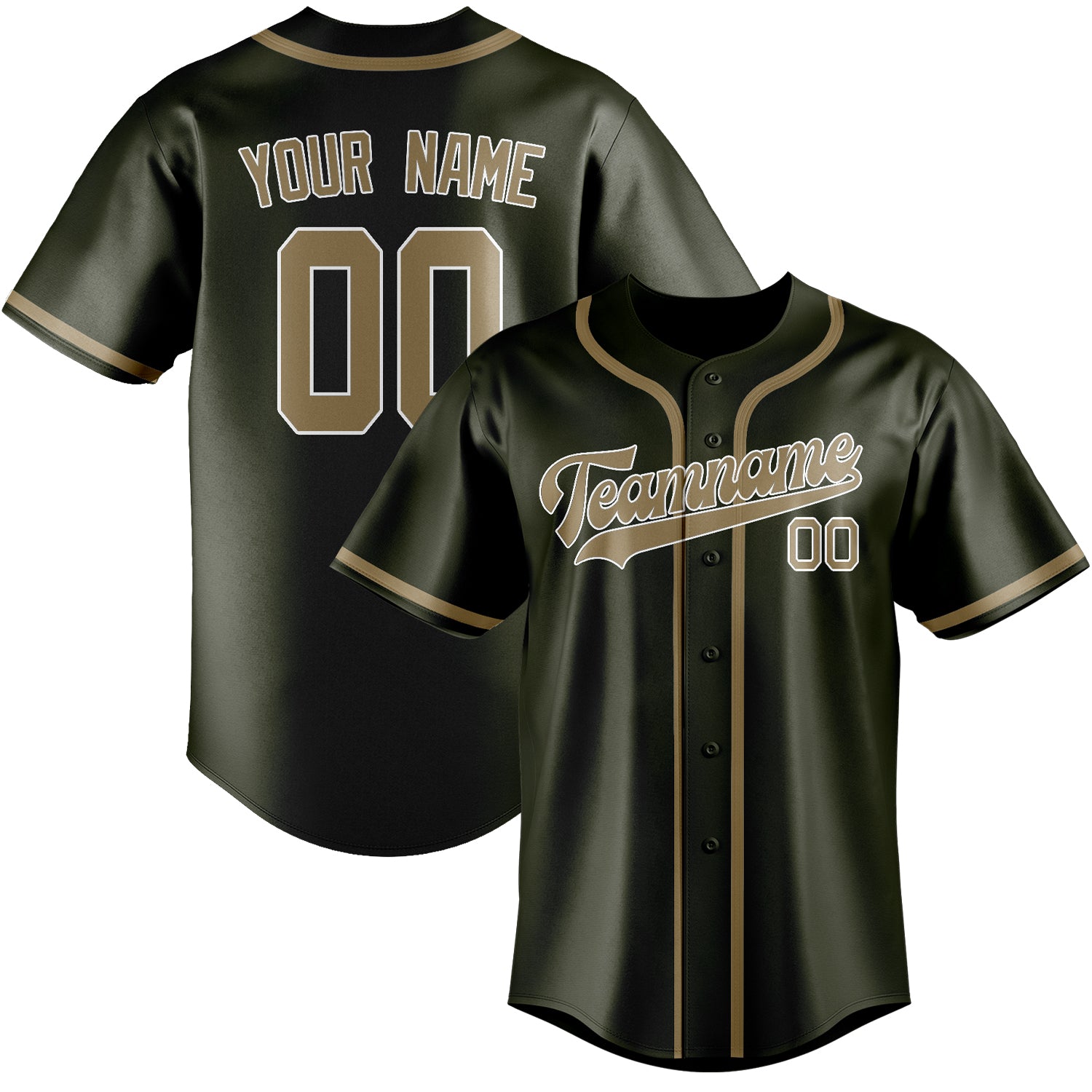 Custom Olive Light Khaki Baseball Jersey