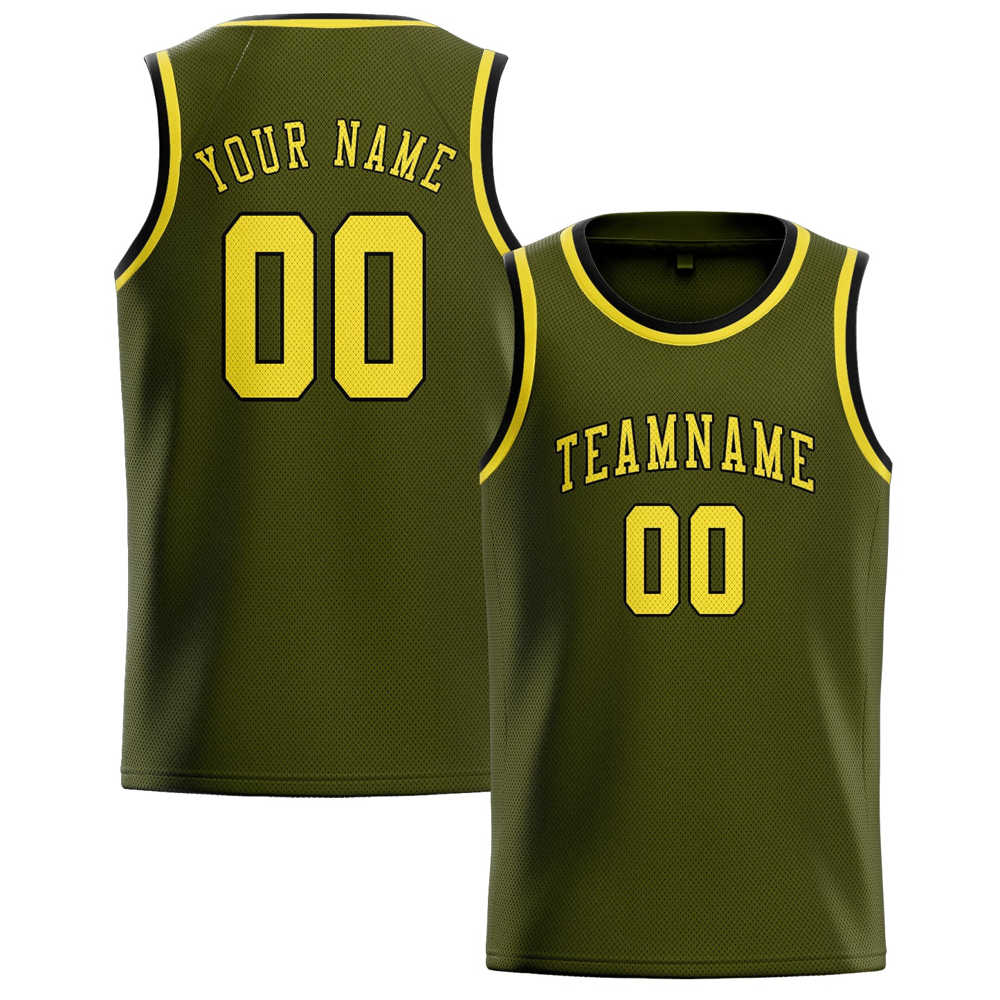 Custom Olive Light Yellow Basketball Jersey