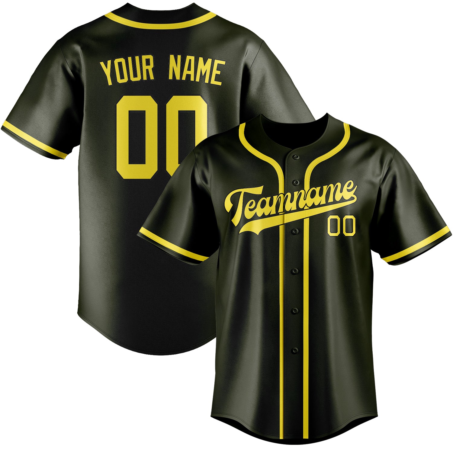 Custom Olive Light Yellow Baseball Jersey