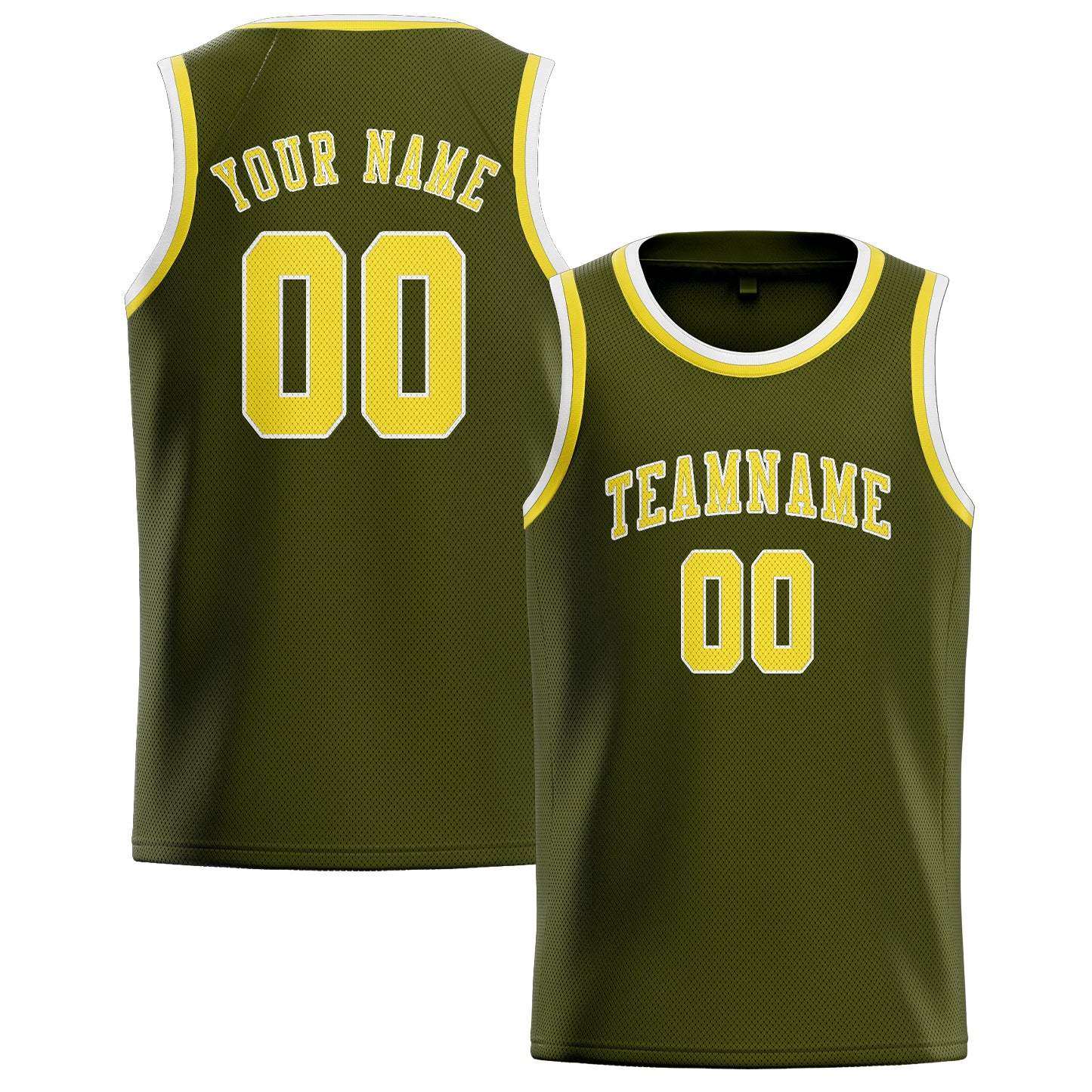 Custom Olive Light Yellow Basketball Jersey