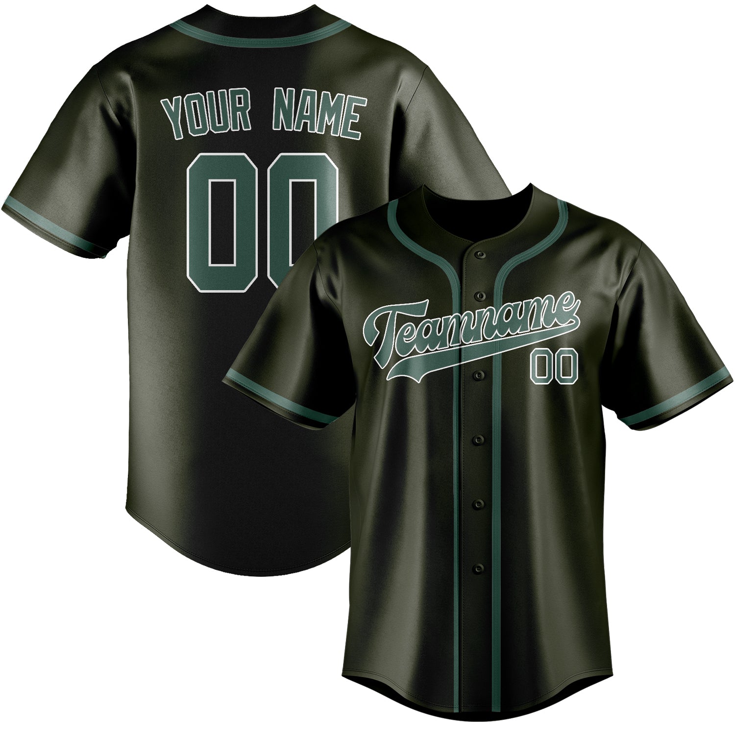 Custom Olive Blue Green Baseball Jersey