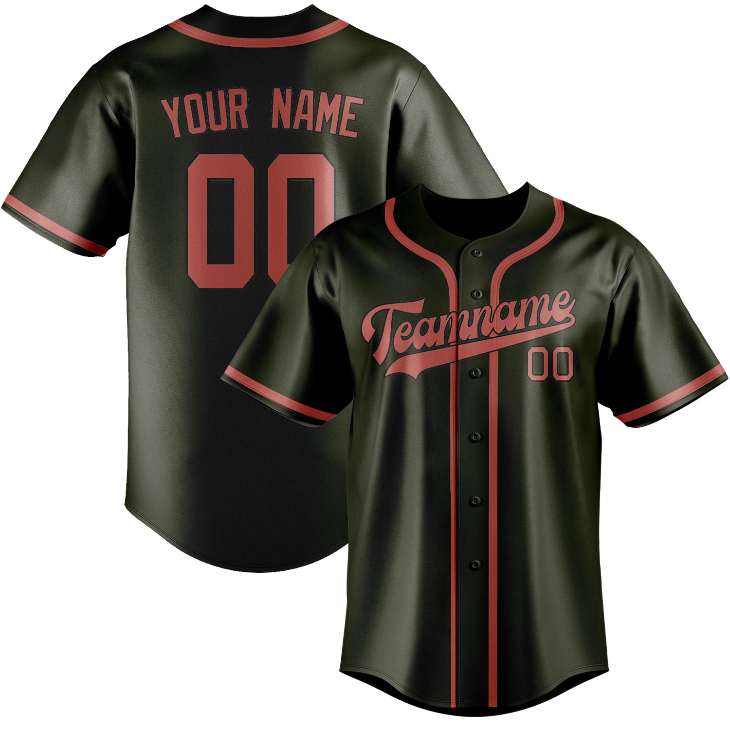 Custom Olive Copper Rose Baseball Jersey