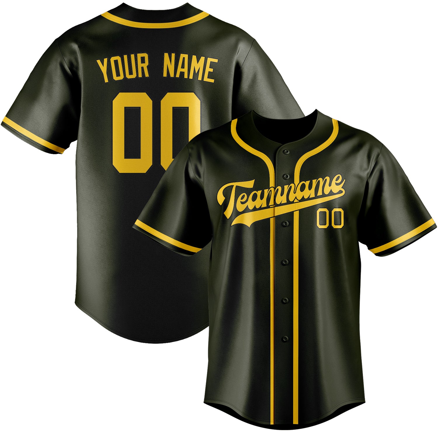 Custom Olive Gold Baseball Jersey