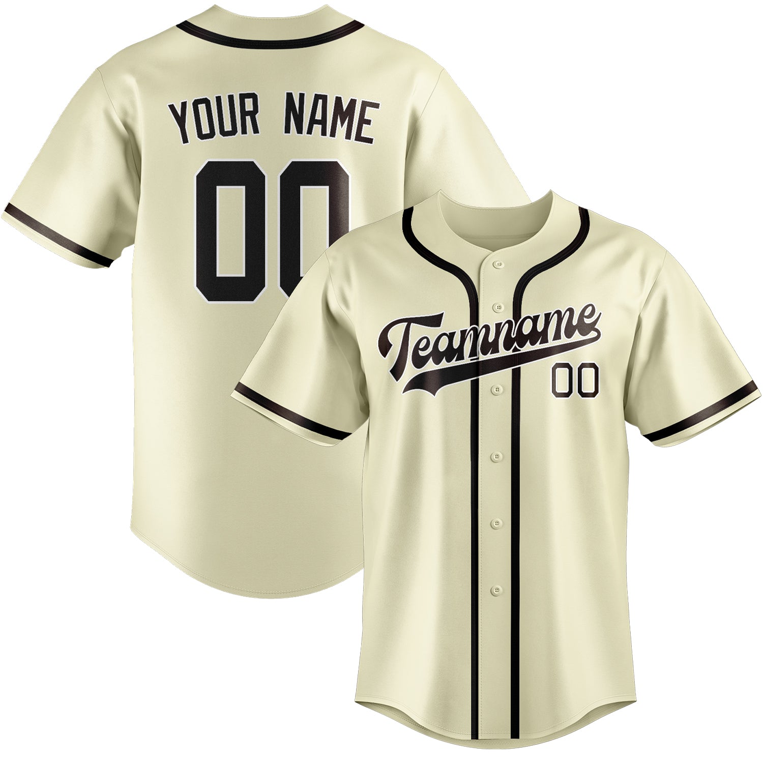 Custom Cream Brown Baseball Jersey