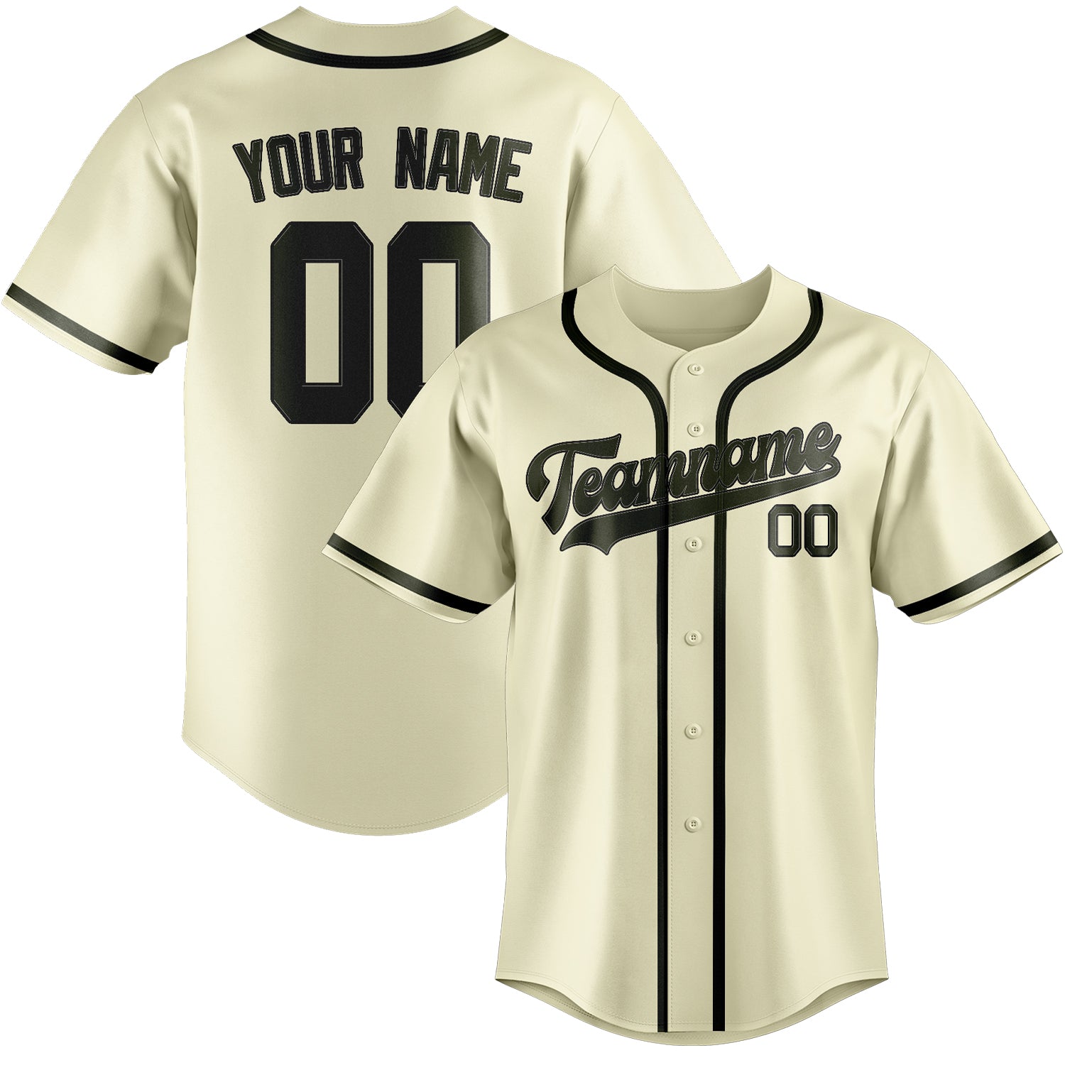 Custom Cream Olive Baseball Jersey