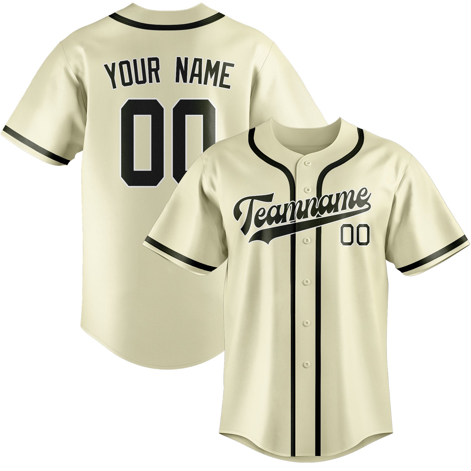 Custom Cream Olive Baseball Jersey
