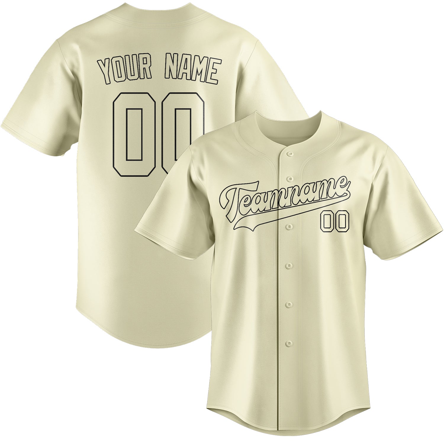 Custom Cream Black Baseball Jersey