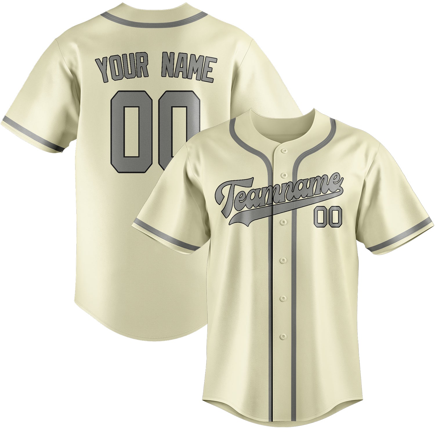 Custom Cream Gray Baseball Jersey