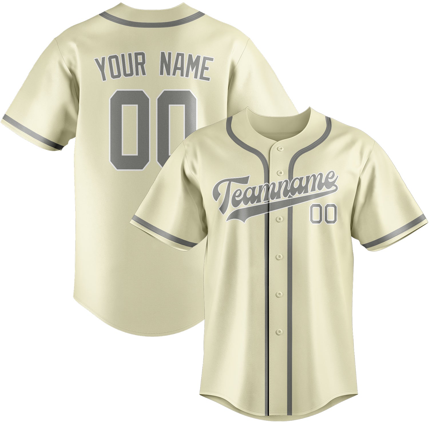 Custom Cream Gray Baseball Jersey