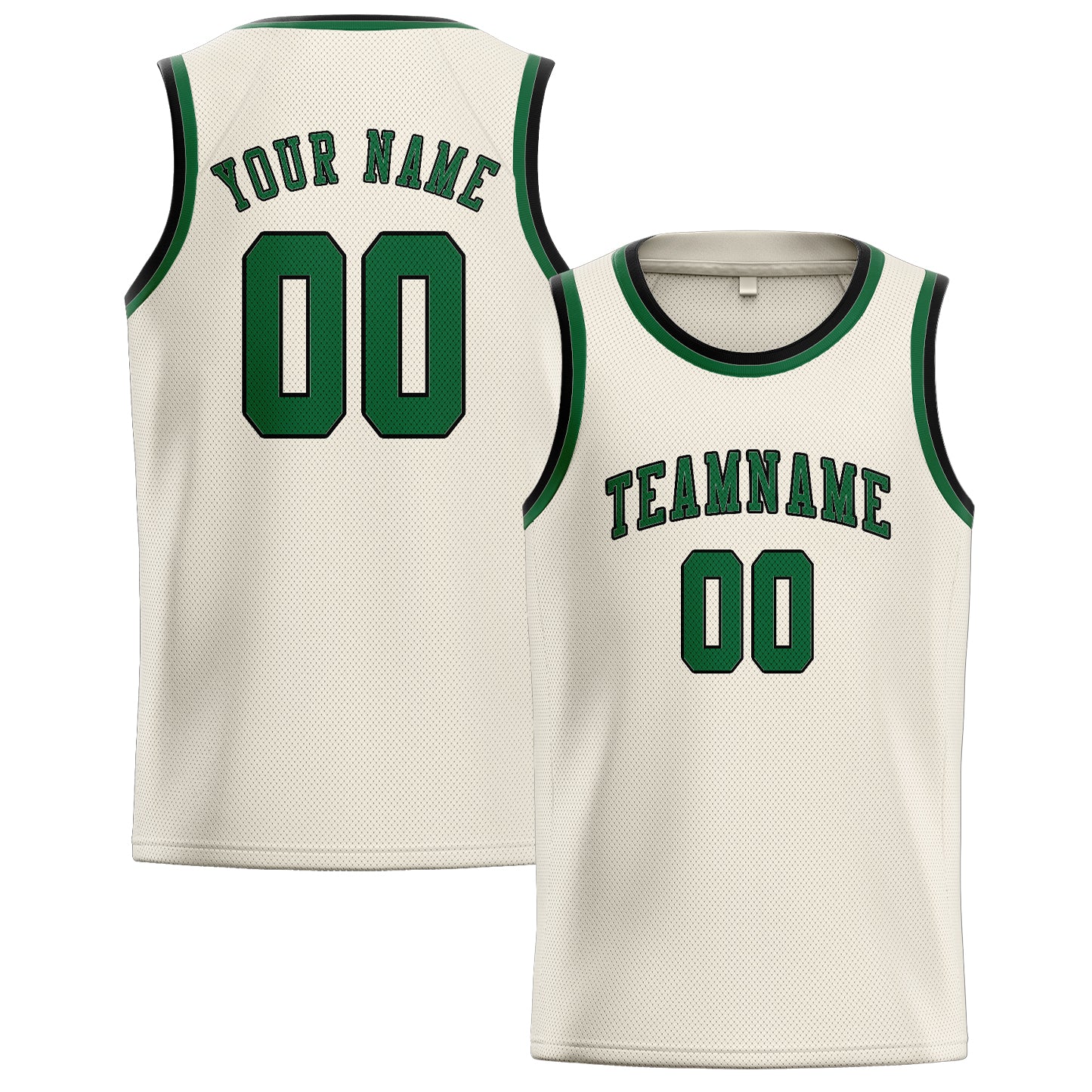 Custom Cream Green Basketball Jersey