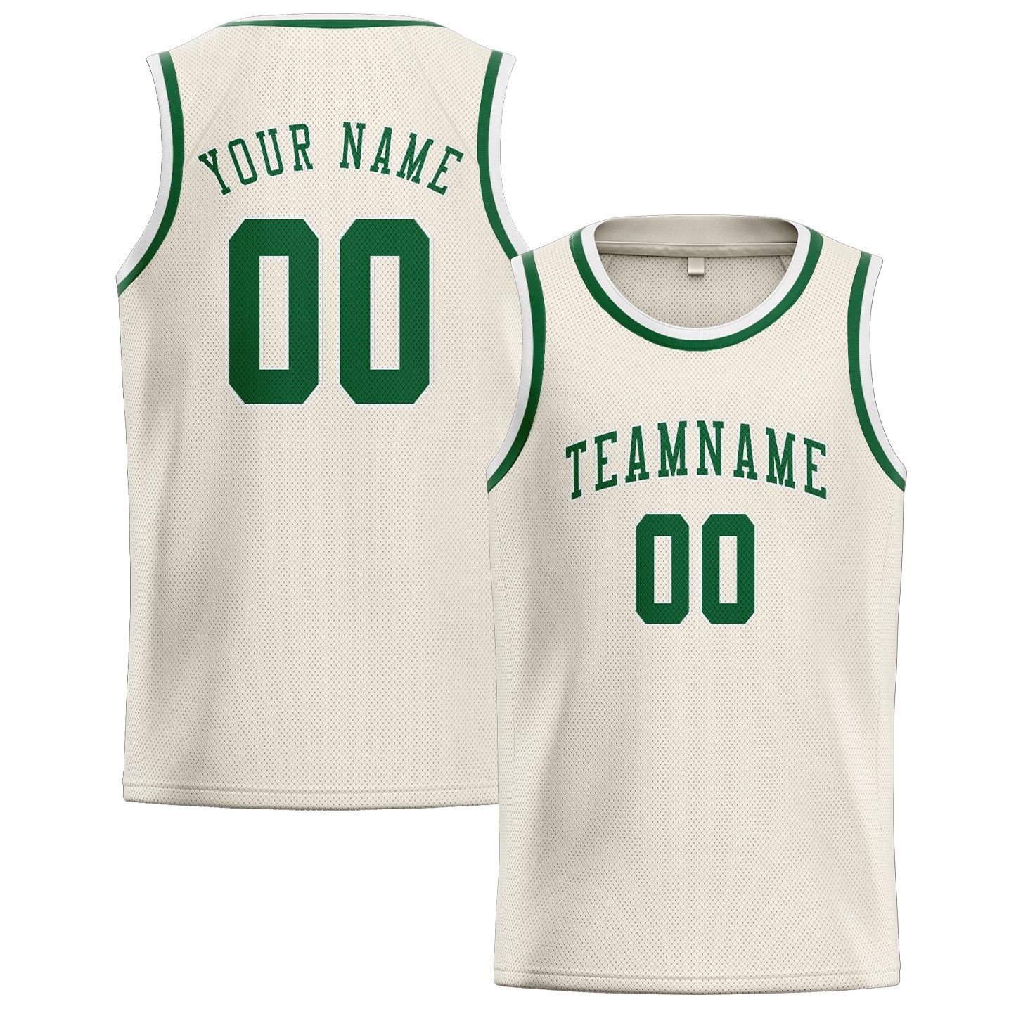 Custom Cream Green Basketball Jersey