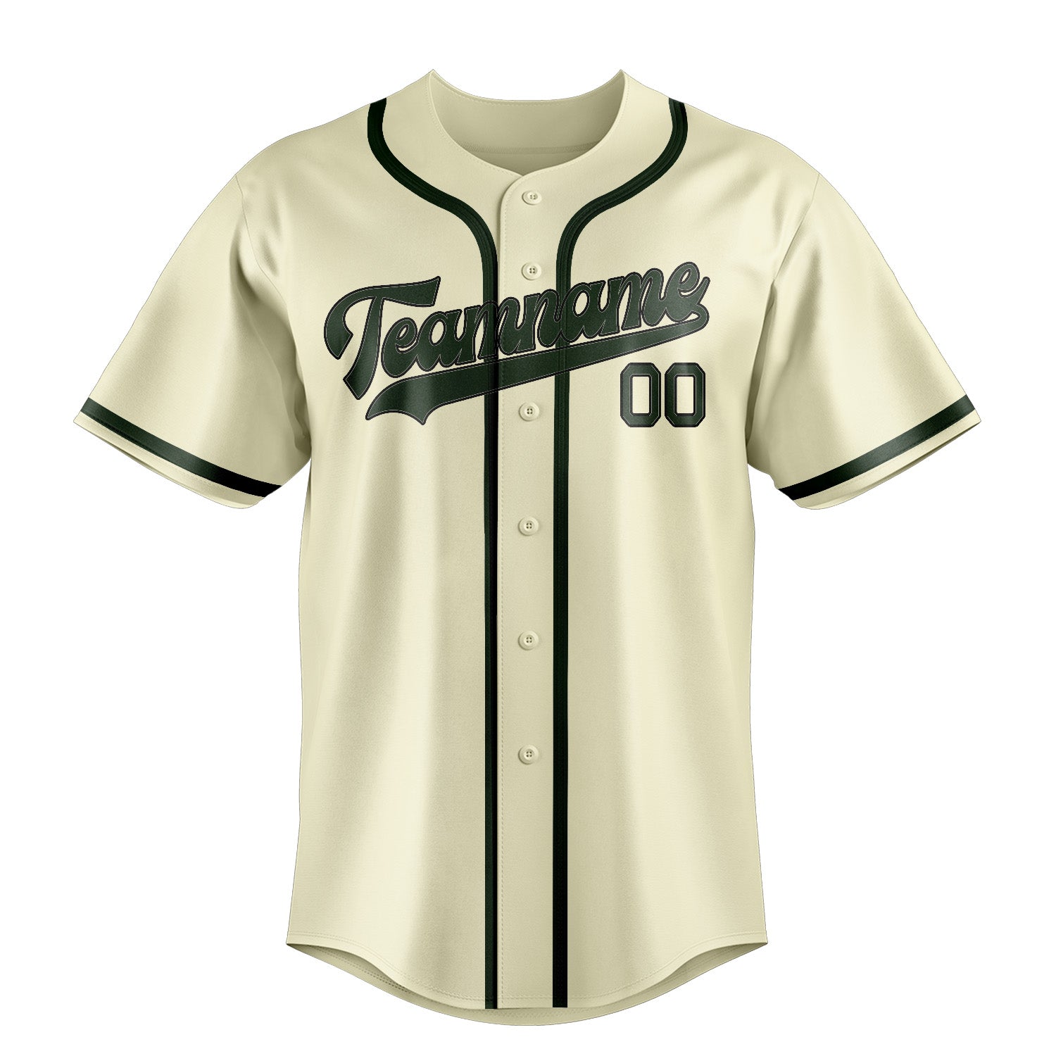 Custom Cream Dark Green Baseball Jersey