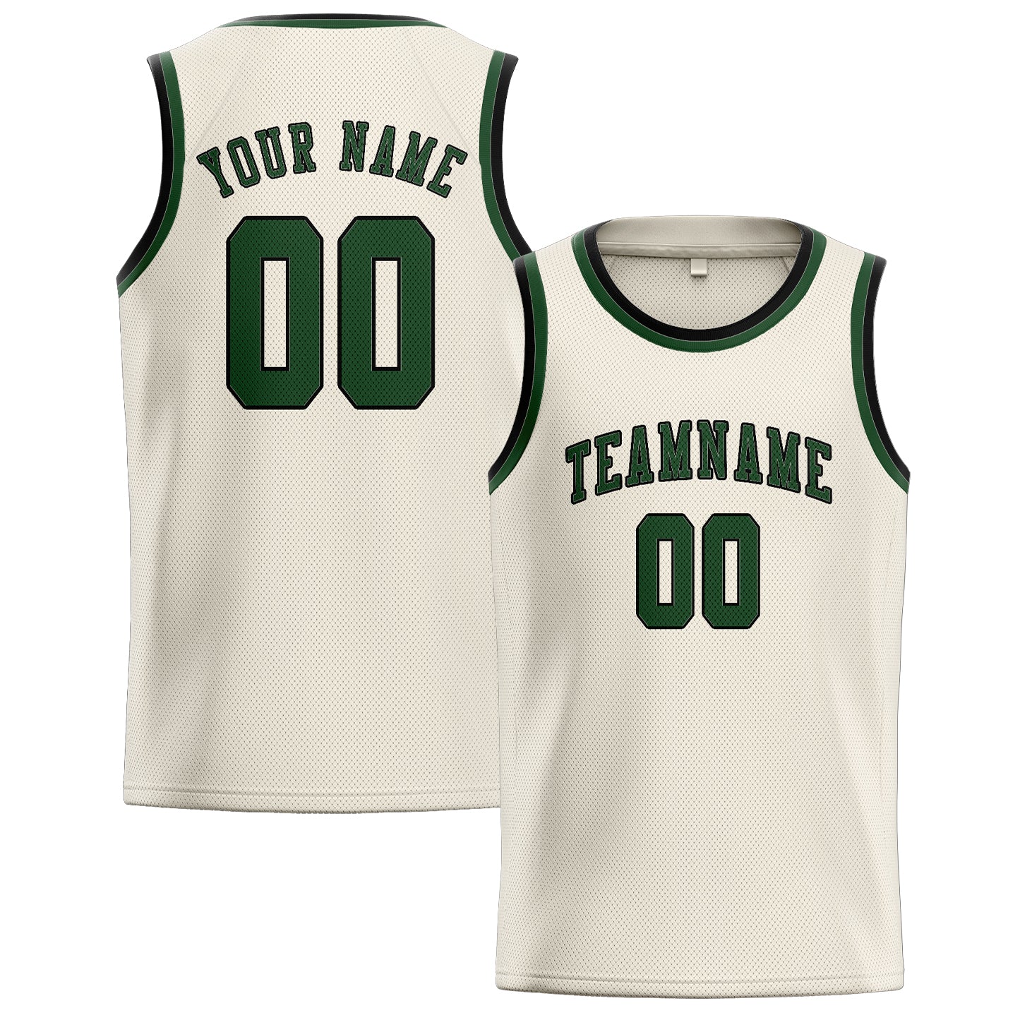 Custom Cream Dark Green Basketball Jersey