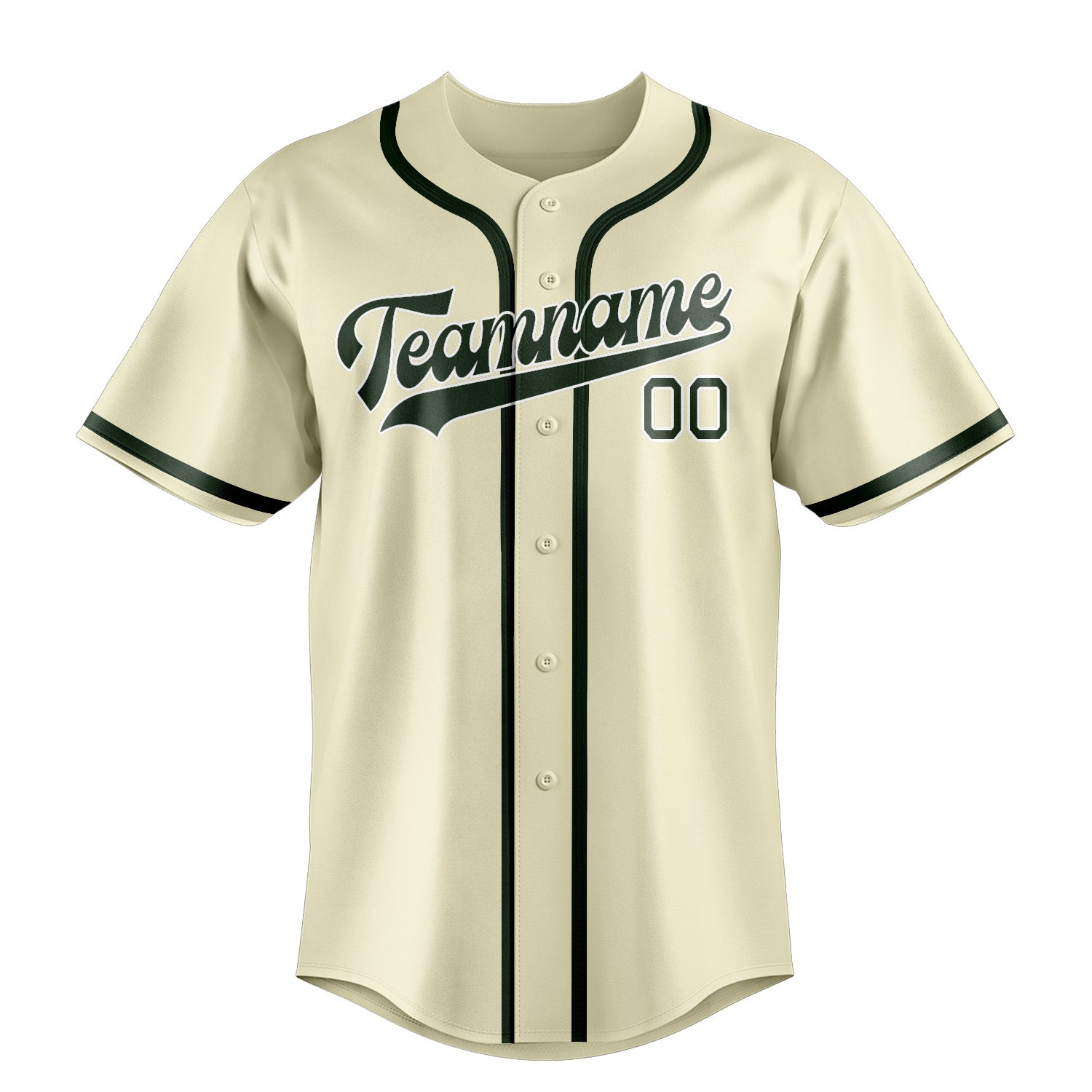 Custom Cream Dark Green Baseball Jersey