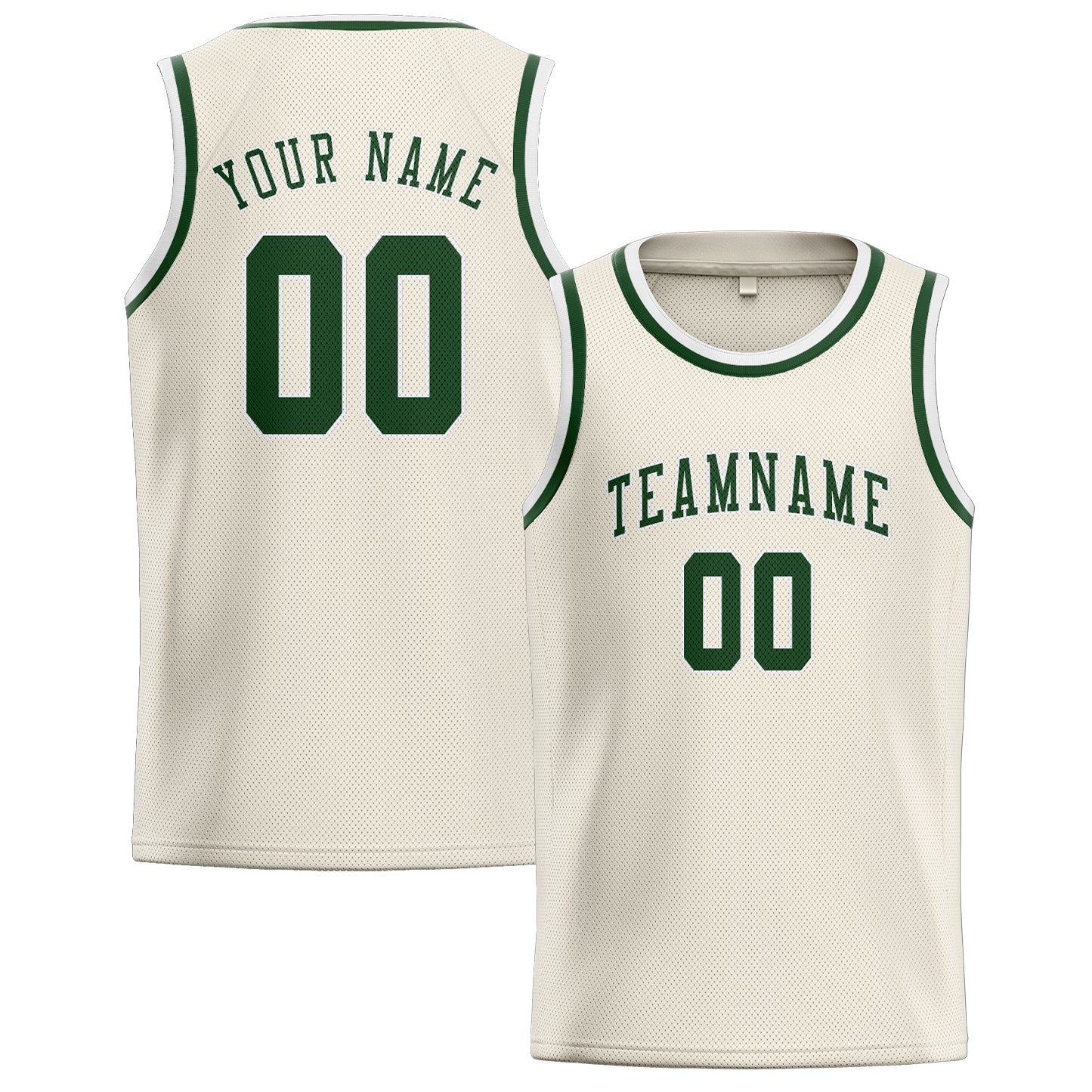 Custom Cream Dark Green Basketball Jersey