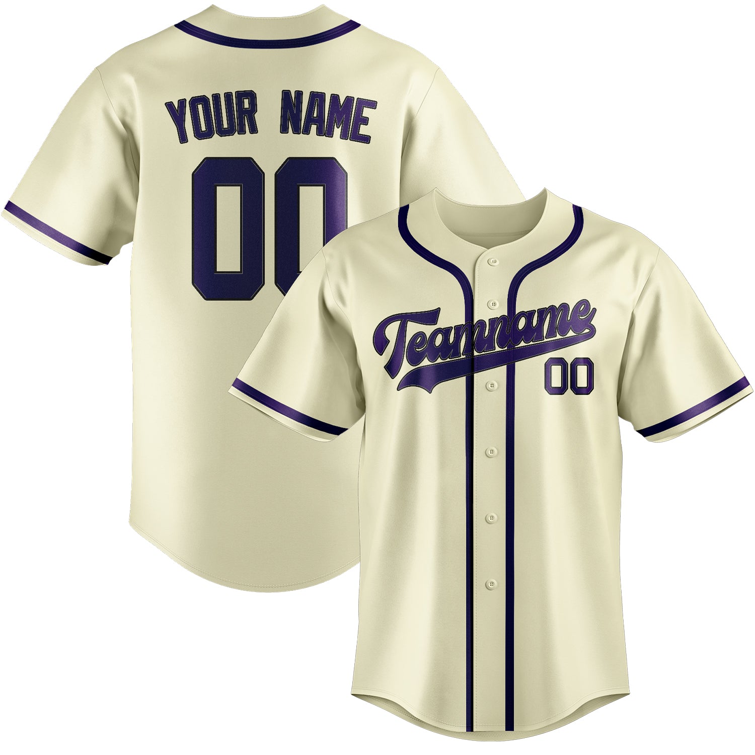 Custom Cream Purple Baseball Jersey