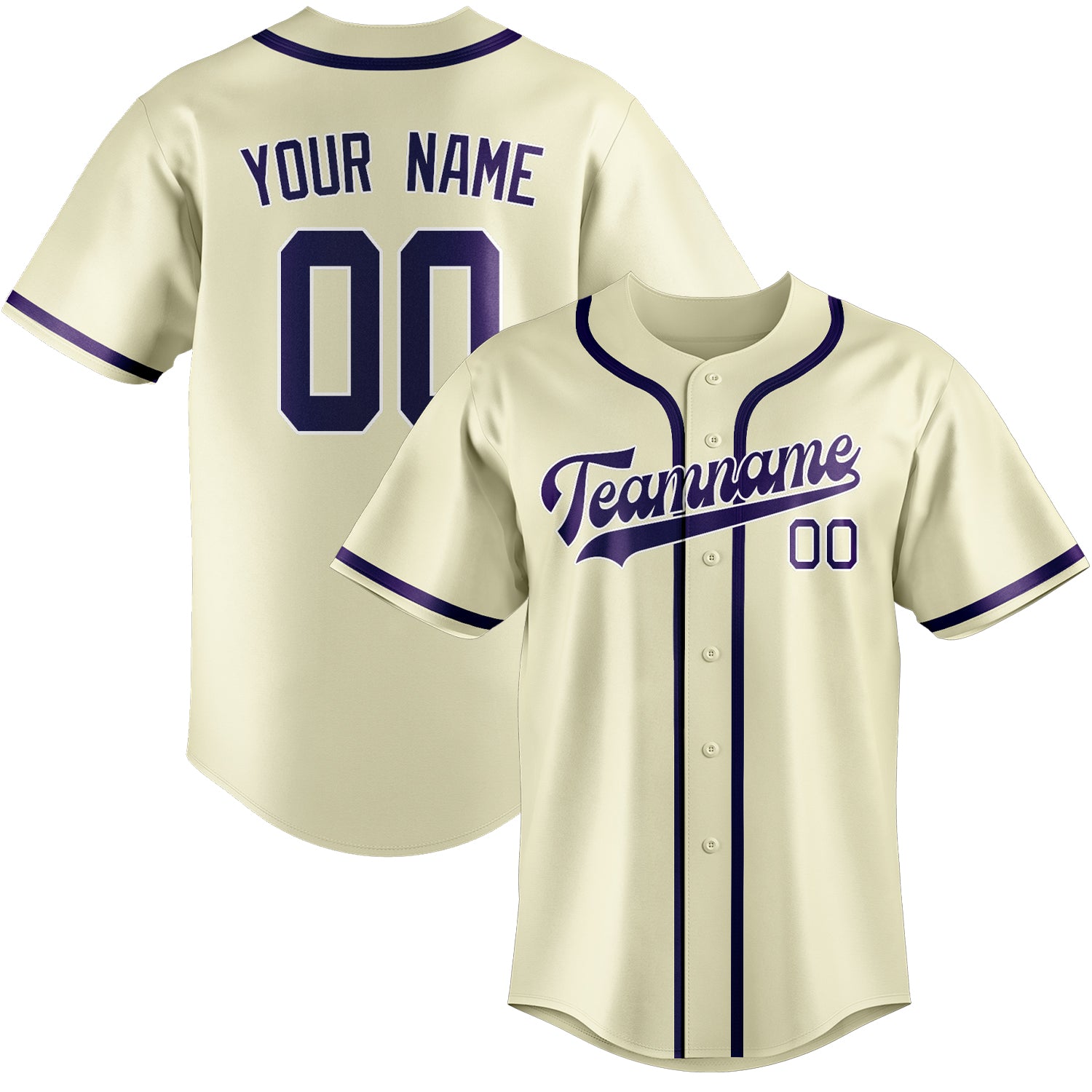 Custom Cream Purple Baseball Jersey