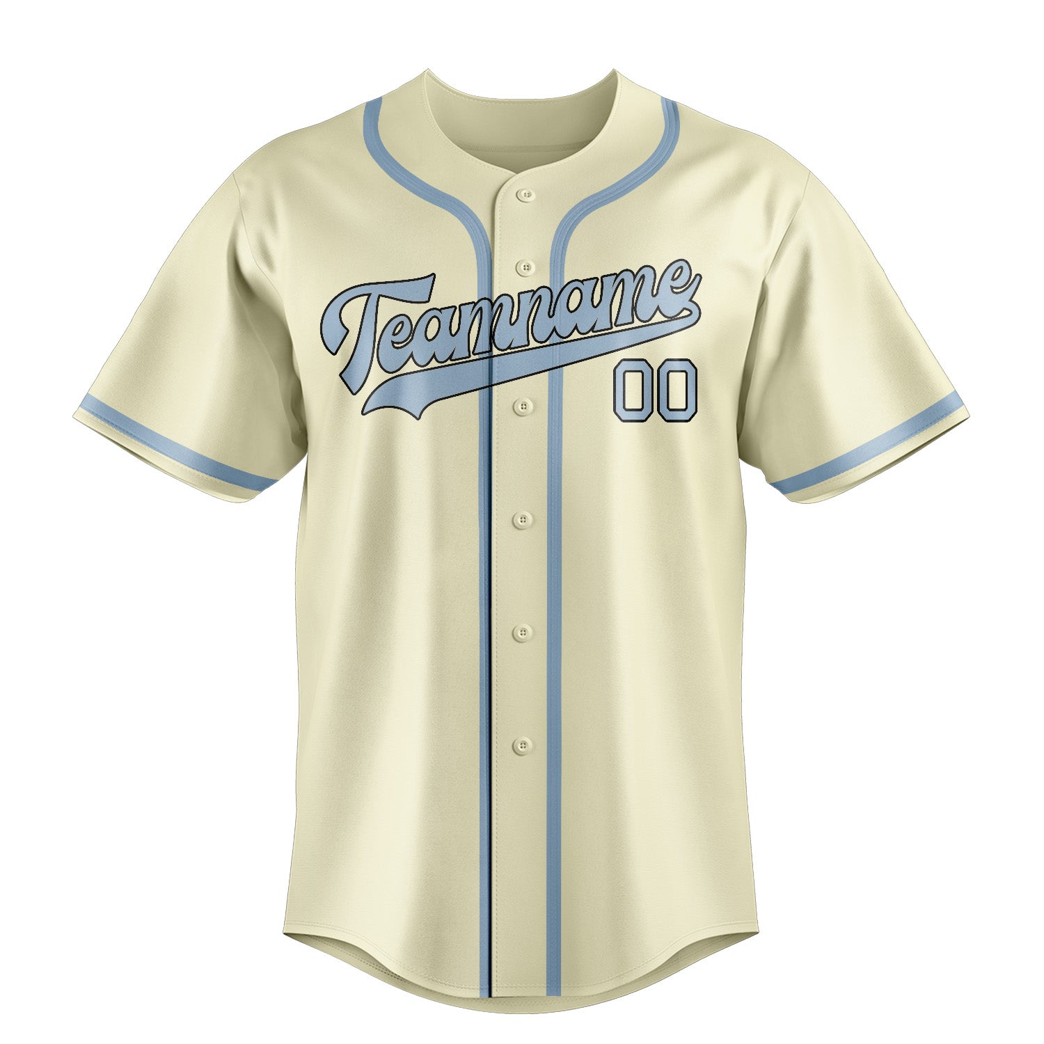 Custom Cream Light Blue Baseball Jersey