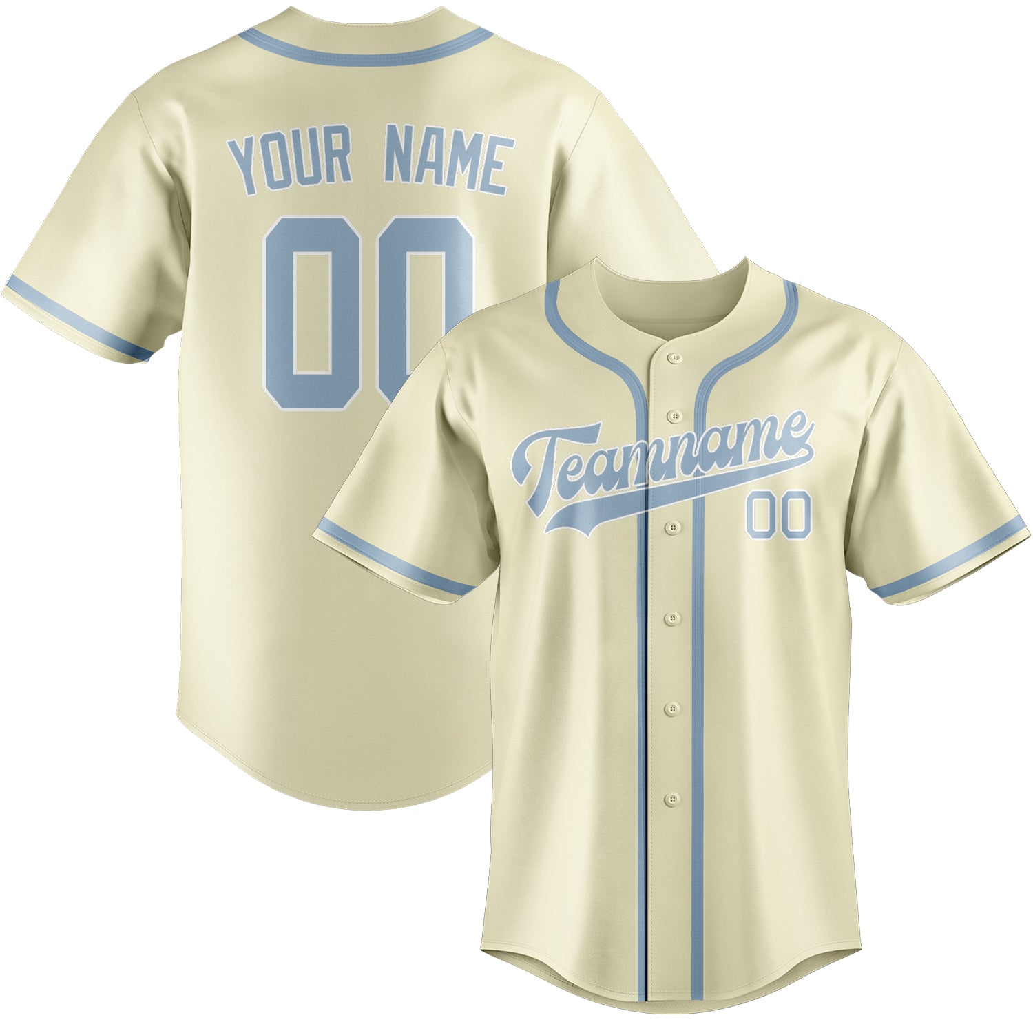 Custom Cream Light Blue Baseball Jersey