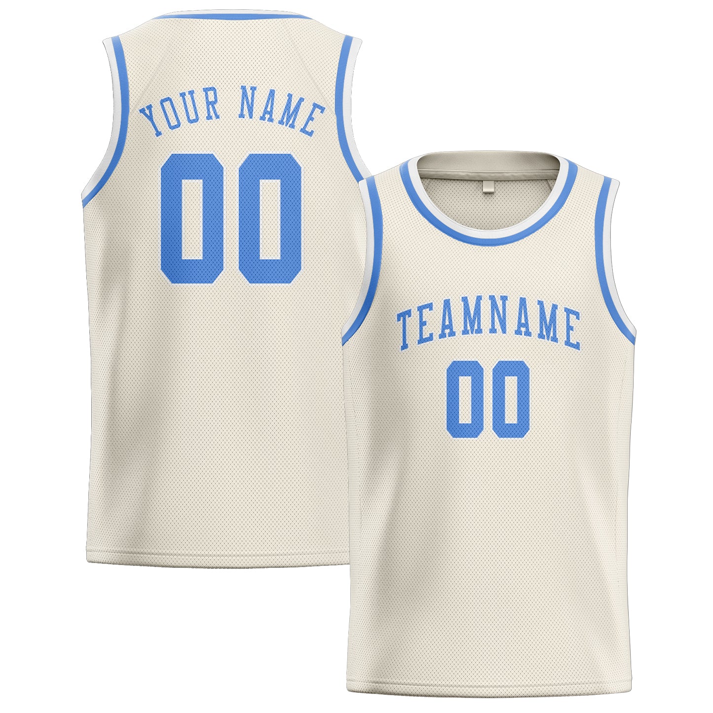 Custom Cream Light Blue Basketball Jersey