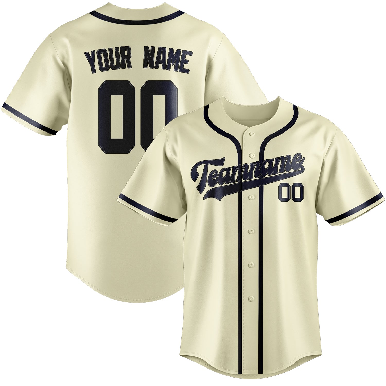 Custom Cream Navy Baseball Jersey