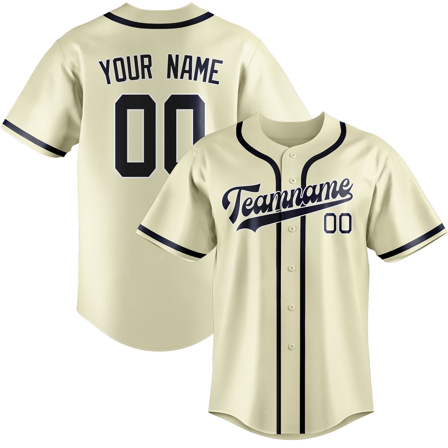 Custom Cream Navy Baseball Jersey