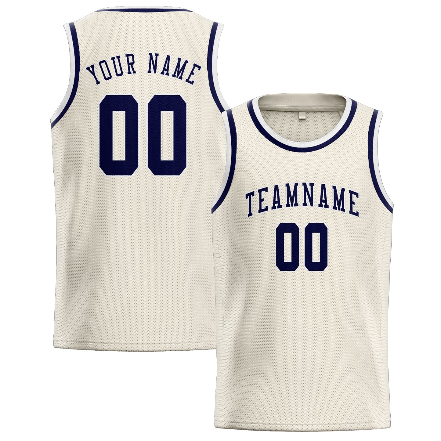 Custom Cream Navy Basketball Jersey