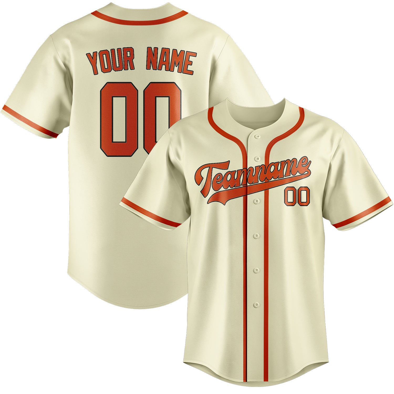 Custom Cream Orange Red Baseball Jersey