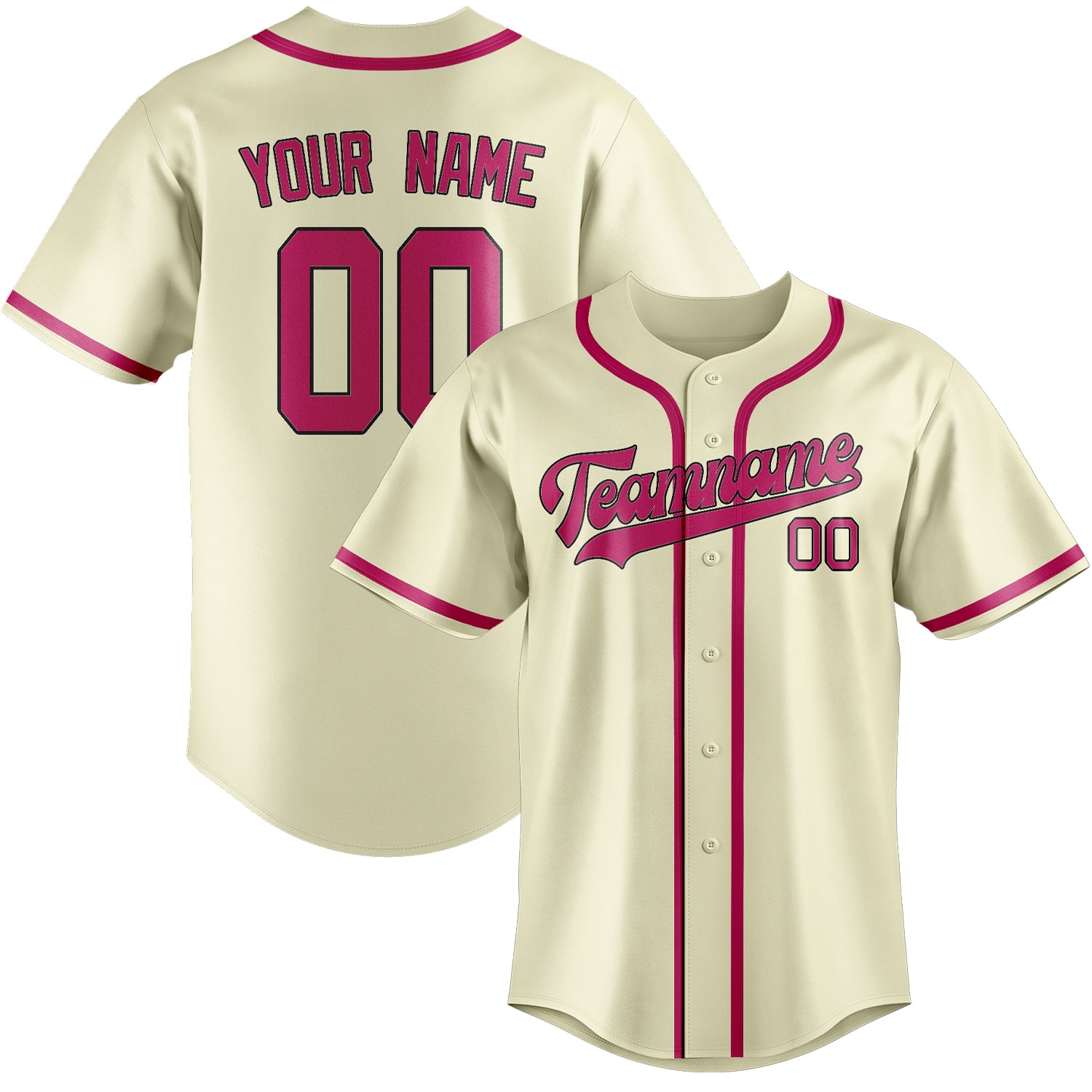 Custom Cream Pink Baseball Jersey