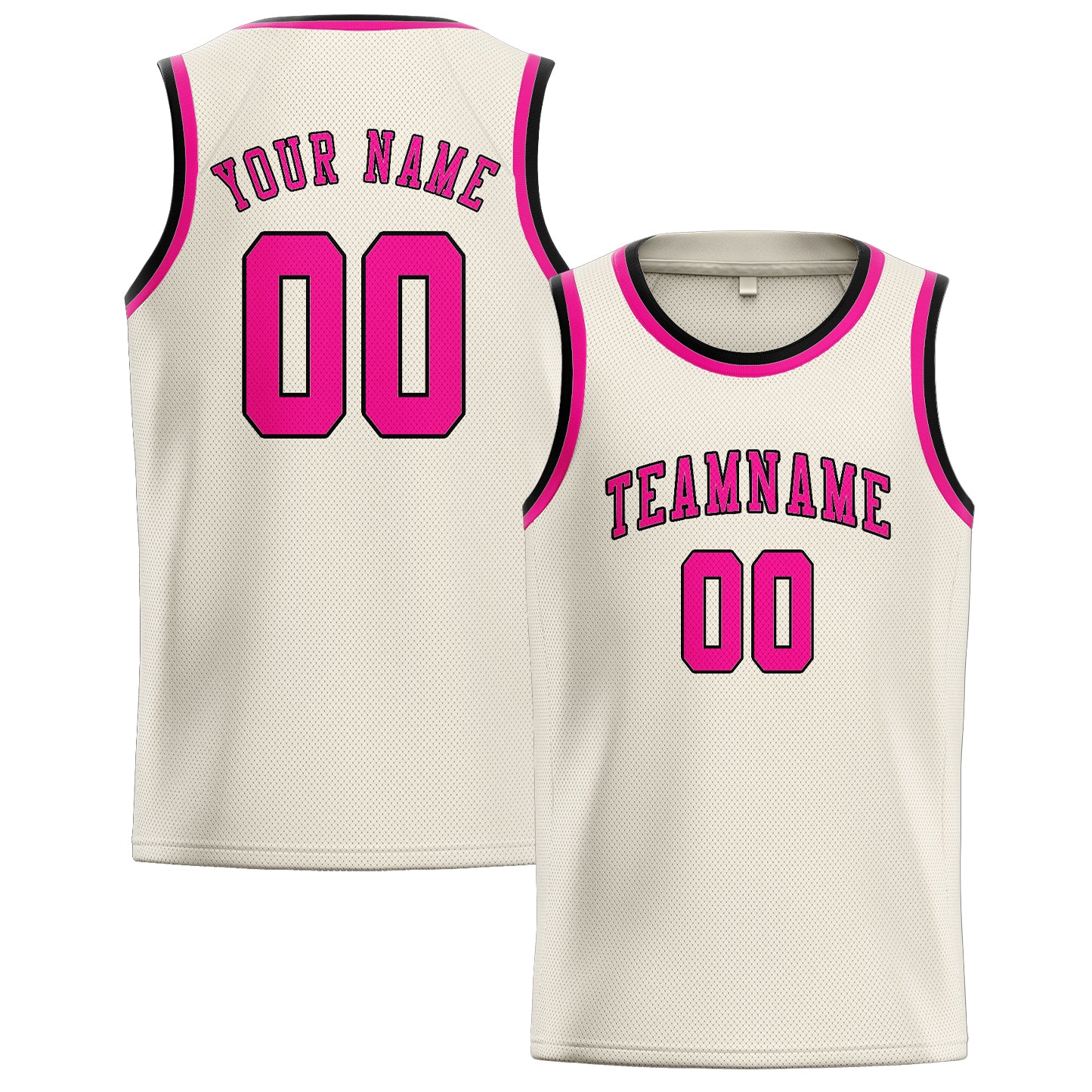 Custom Cream Pink Basketball Jersey