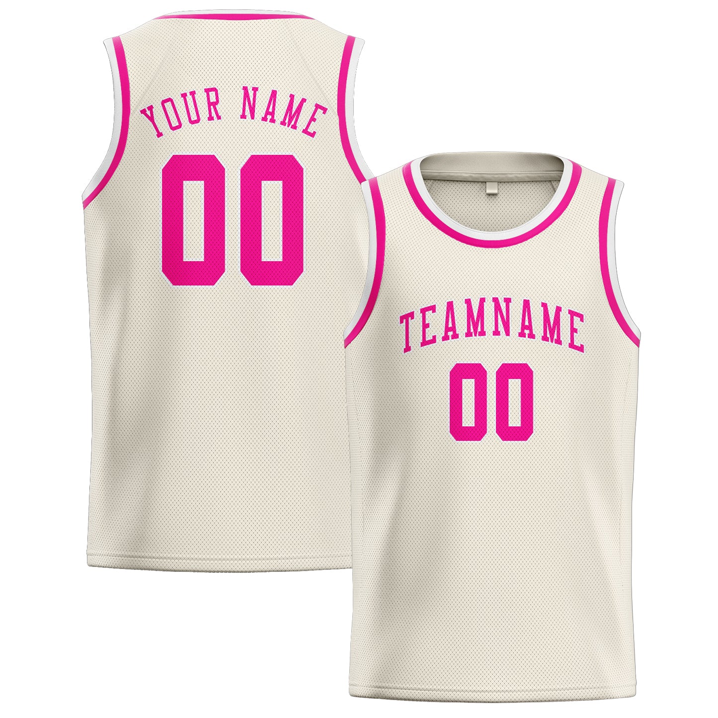 Custom Cream Pink Basketball Jersey