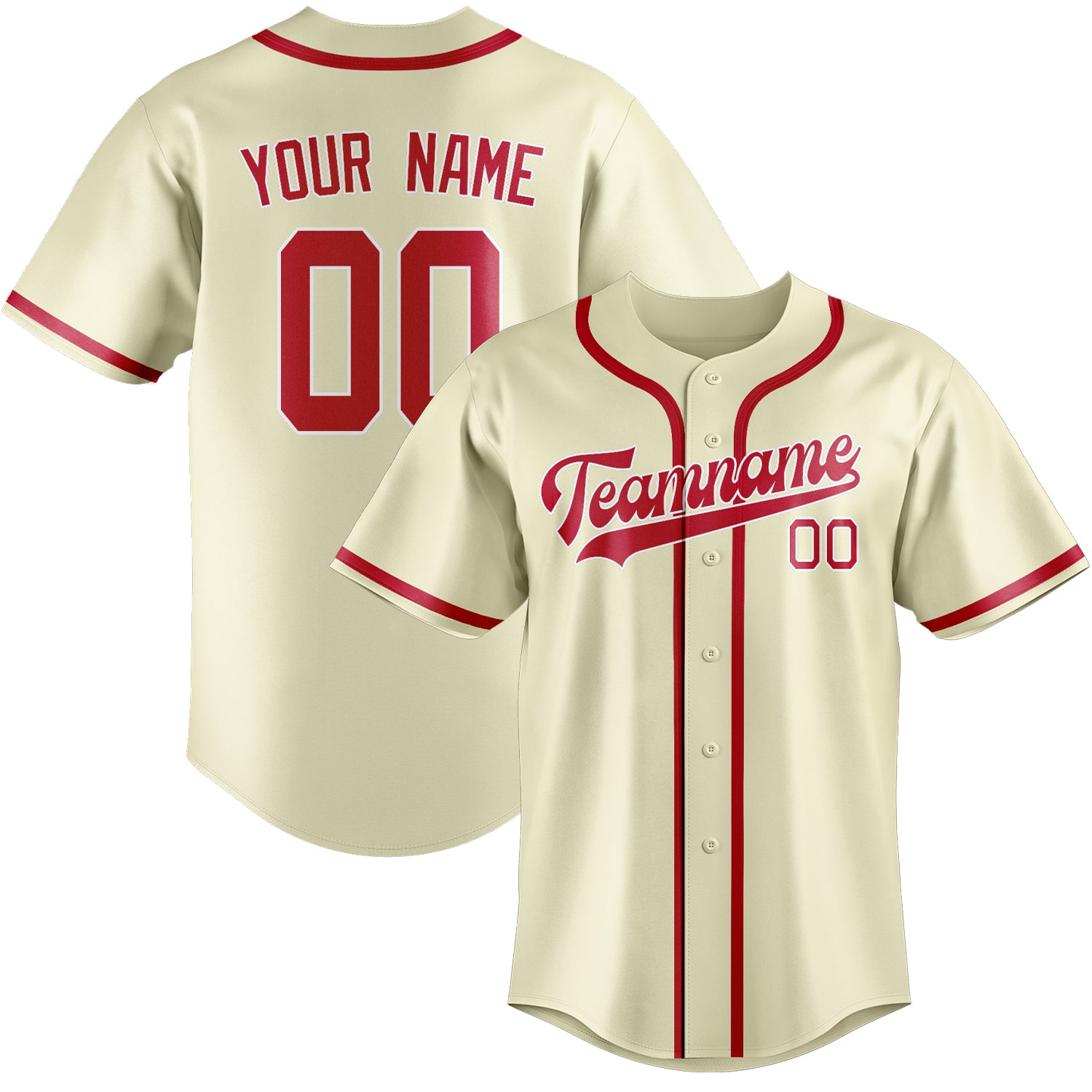 Custom Cream Red Baseball Jersey