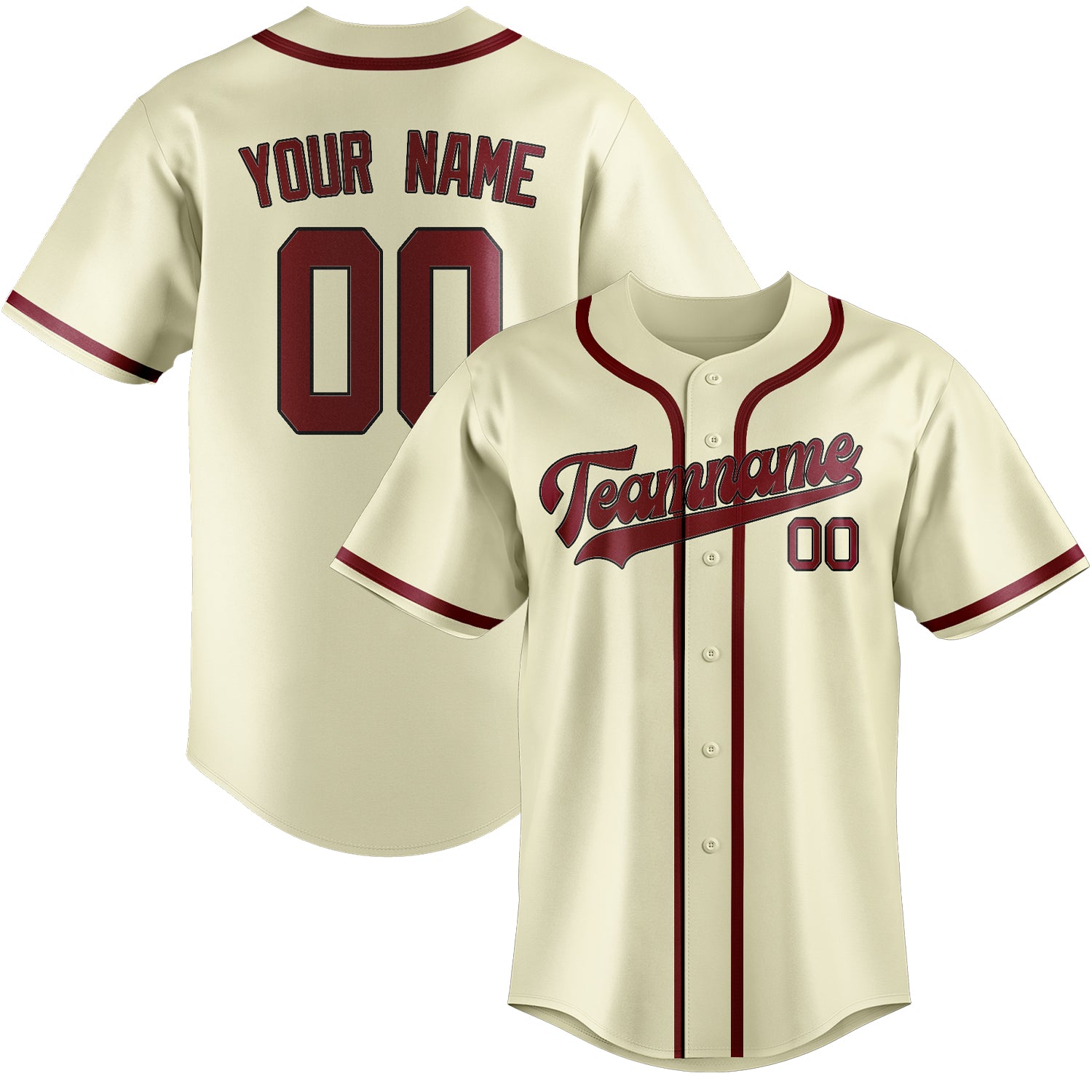 Custom Cream Crimson Red Baseball Jersey