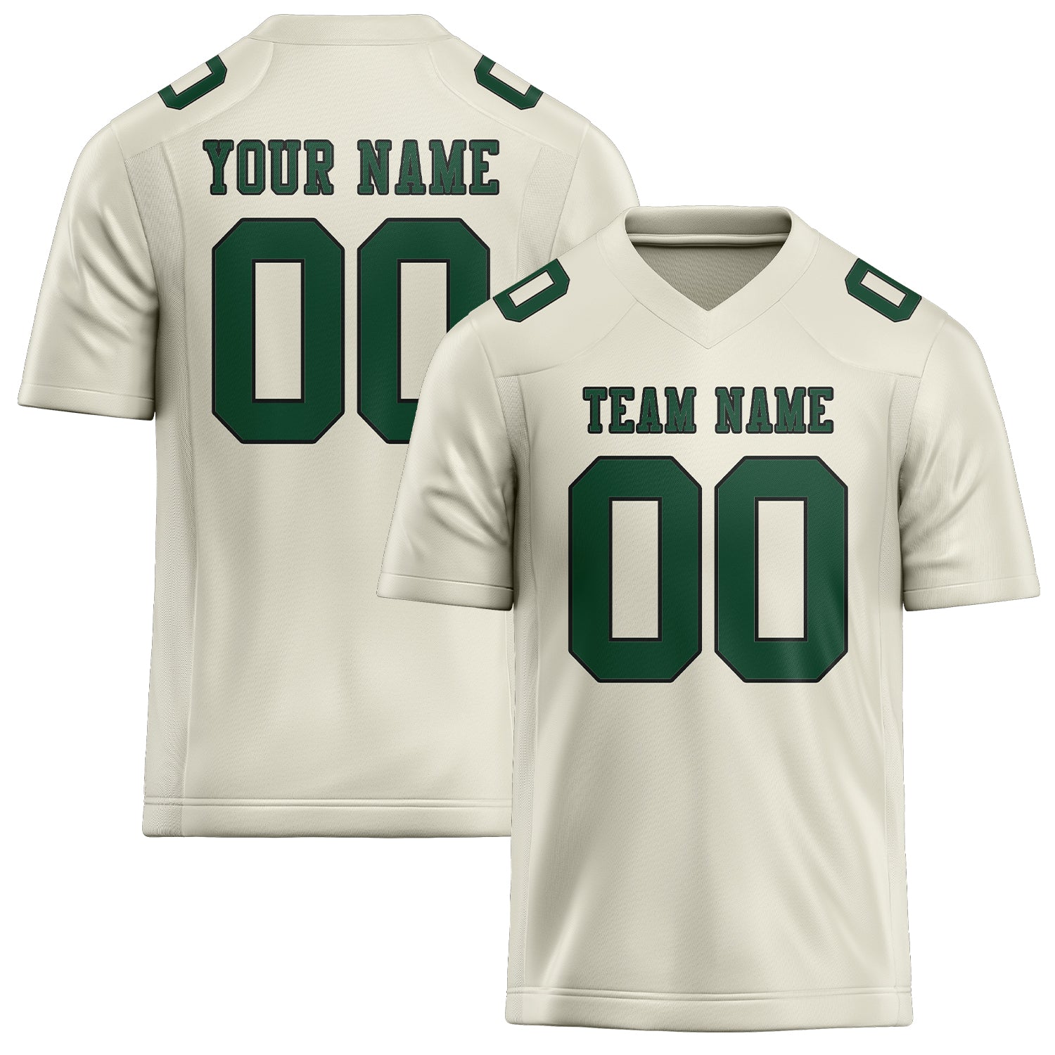 Custom Cream Green Football Jersey