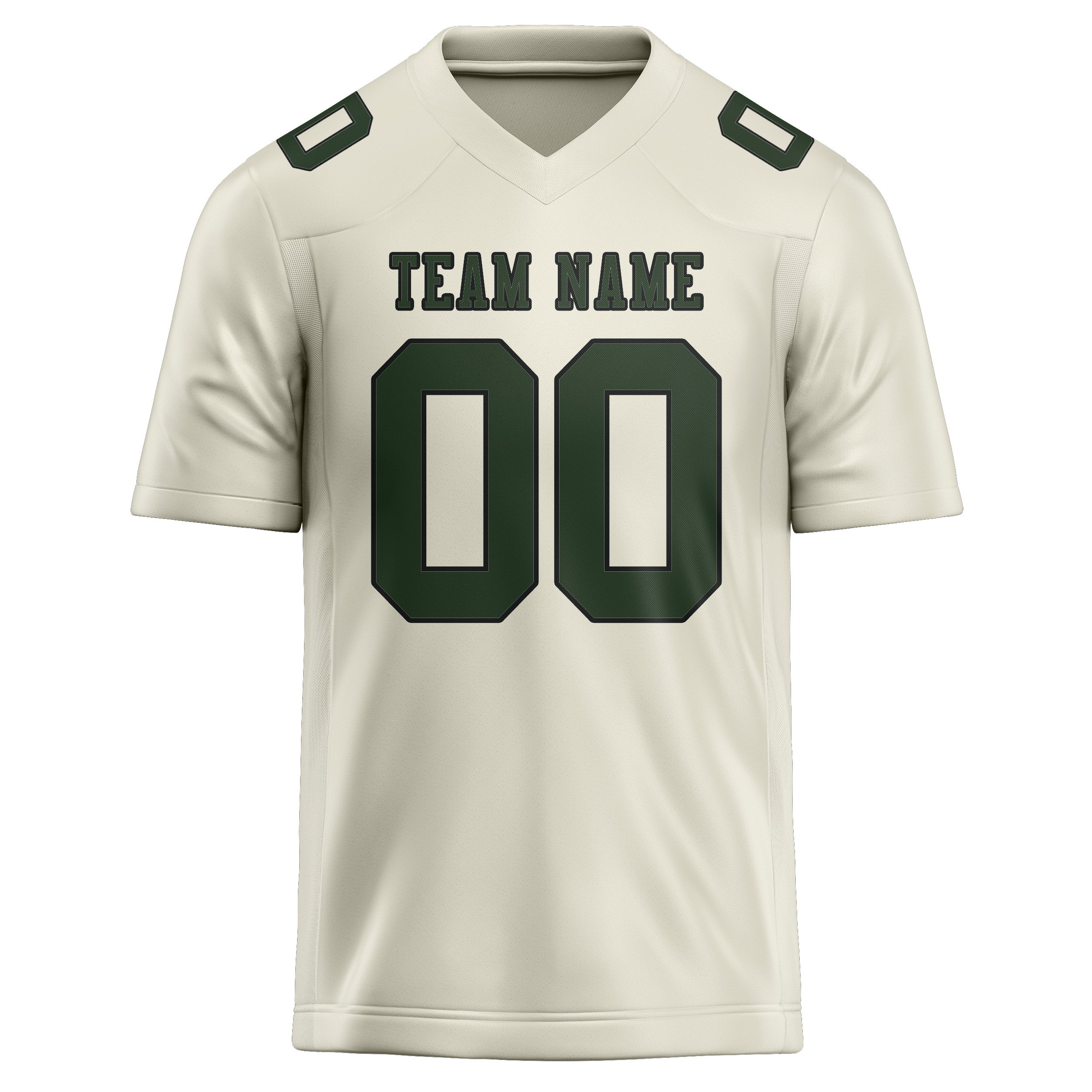 Custom Cream Dark Green Football Jersey