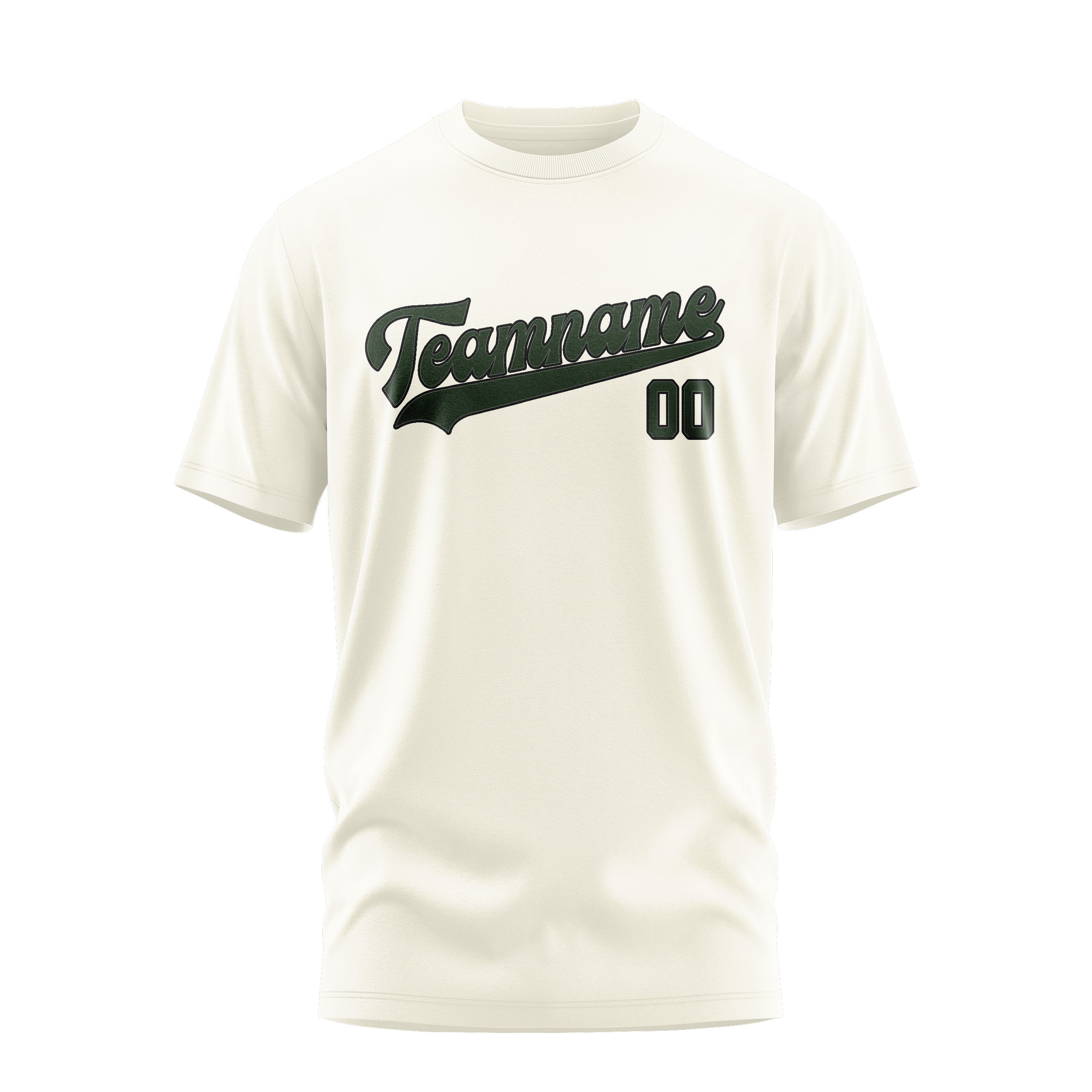 Custom Cream Dark Green T-Shirt