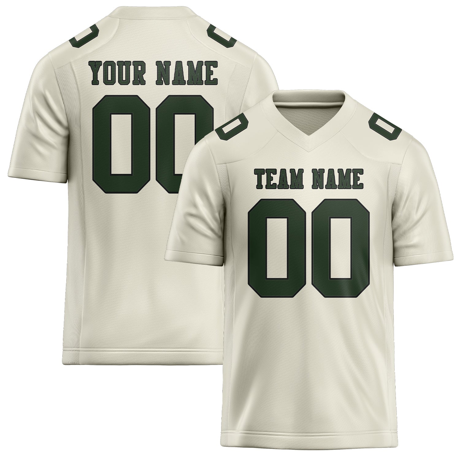 Custom Cream Dark Green Football Jersey