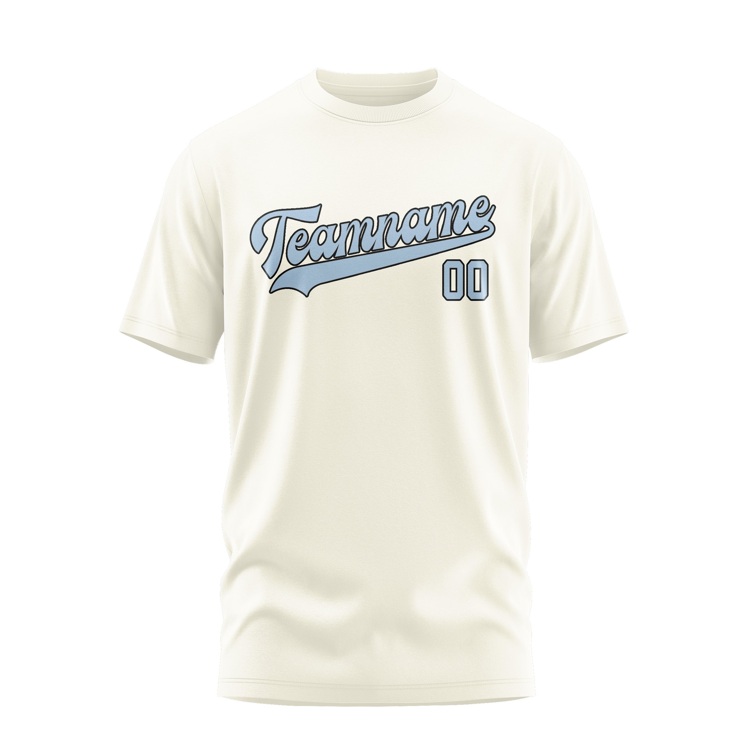 Custom Cream Light Blue T-Shirt