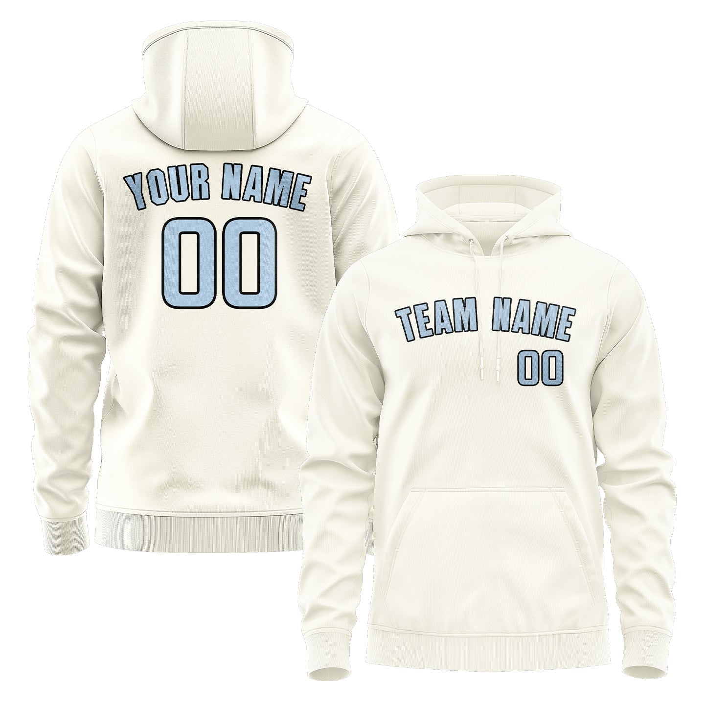 Custom Cream Light Blue Hoodie