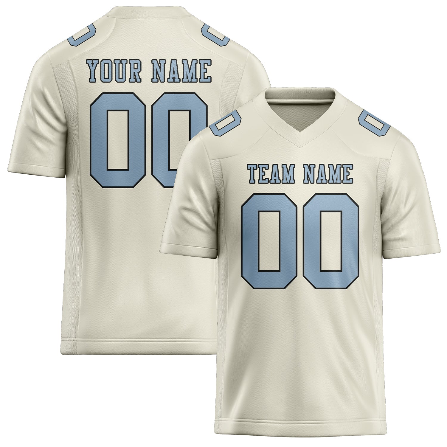 Custom Cream Light Blue Football Jersey