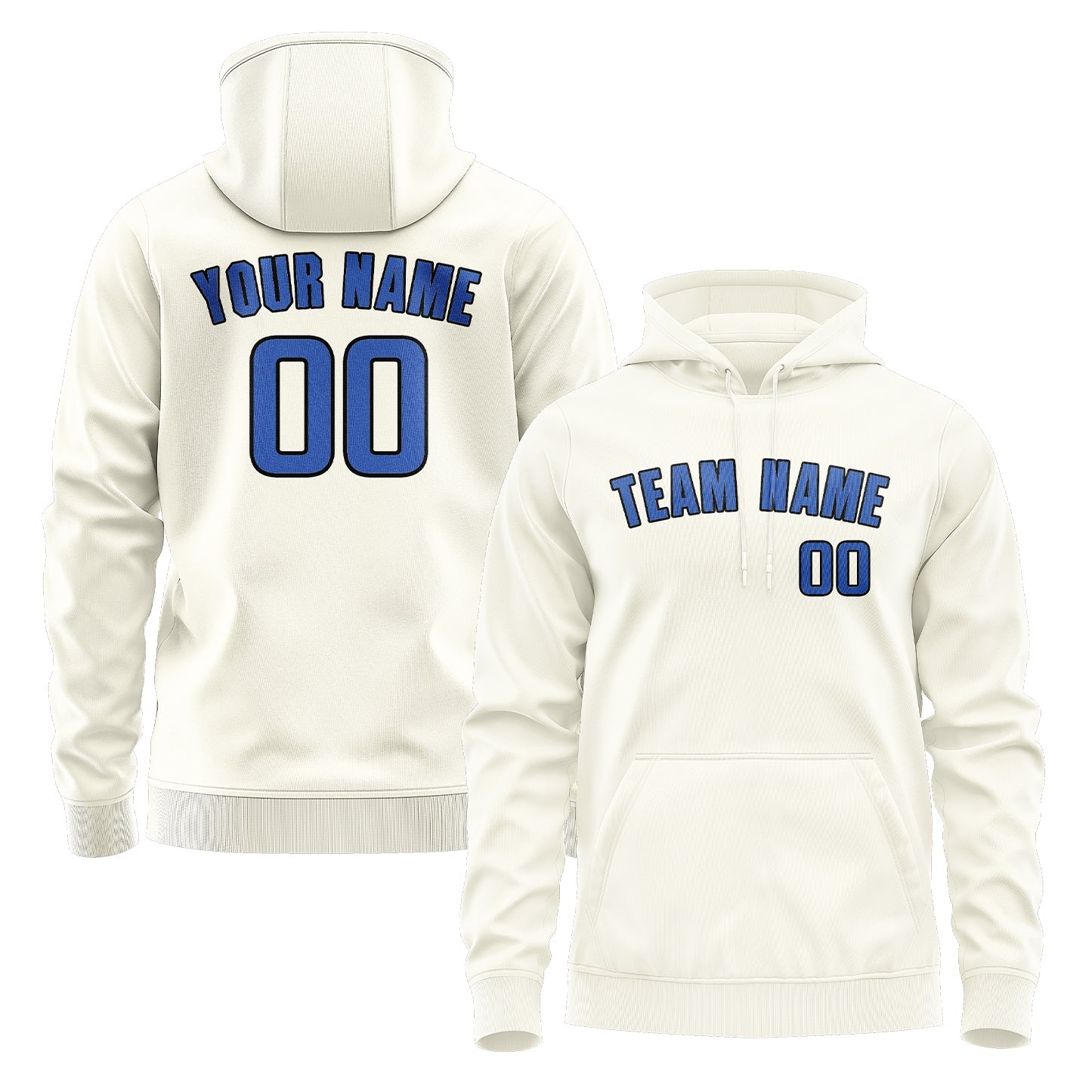 Custom Cream Sky Blue Hoodie
