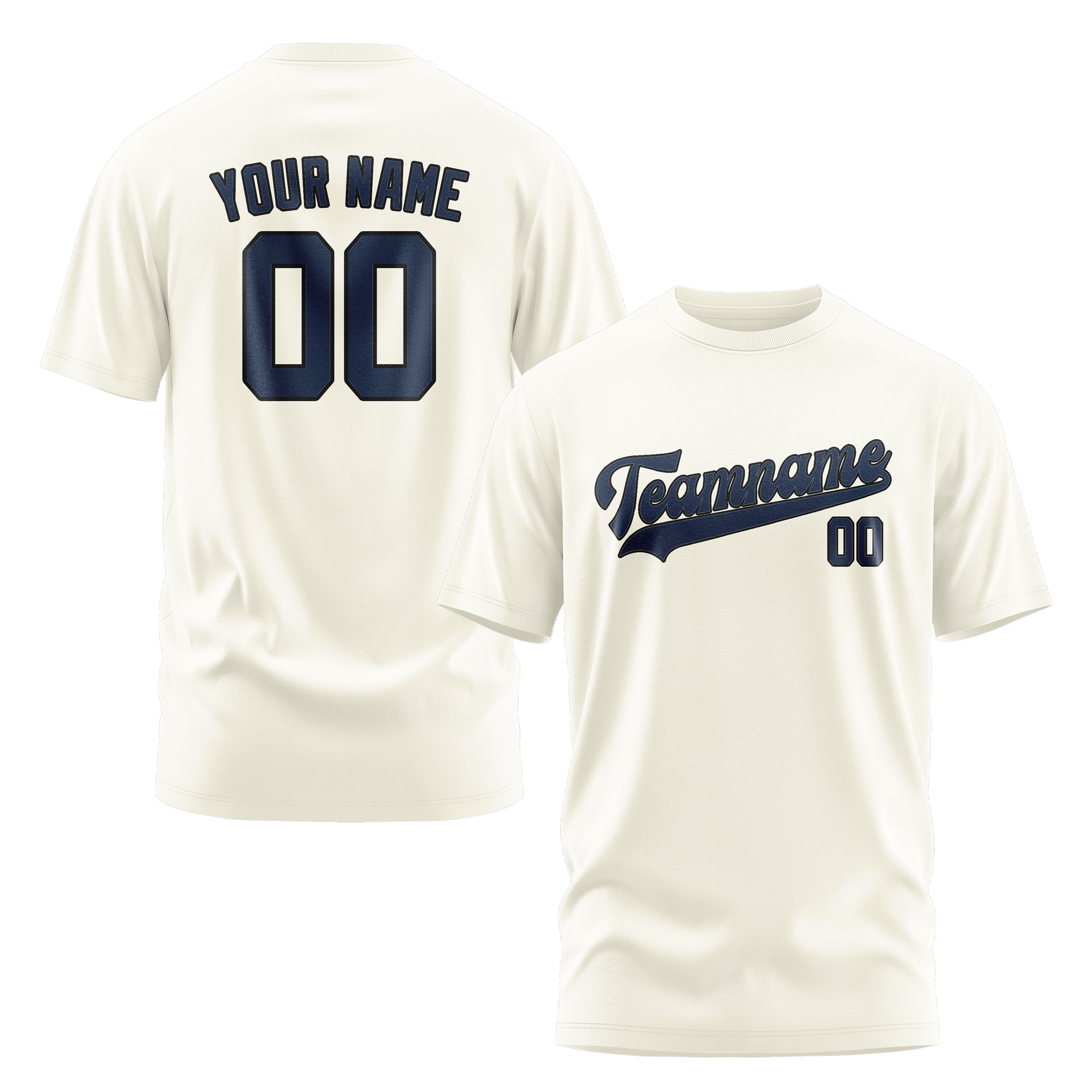 Custom Cream Blue T-Shirt