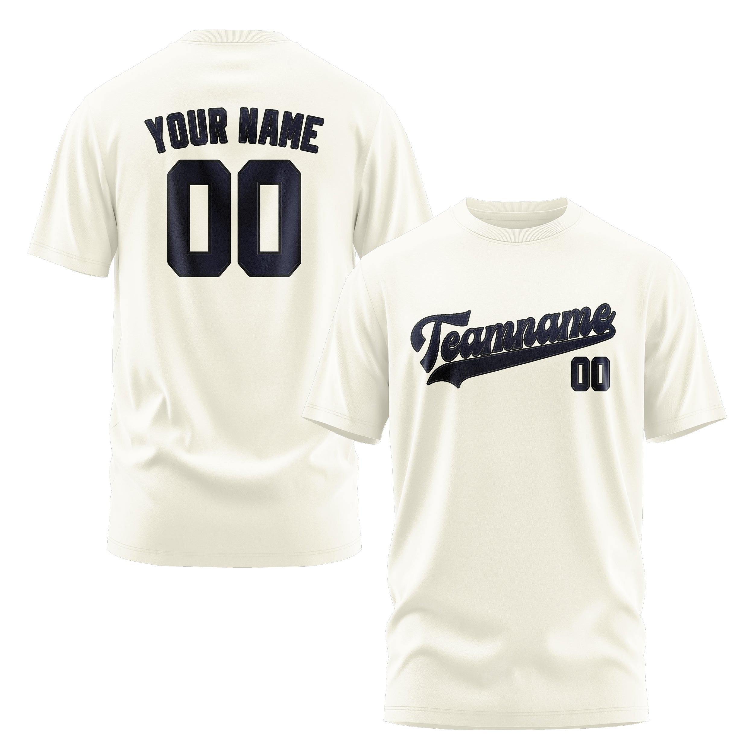 Custom Cream Navy T-Shirt