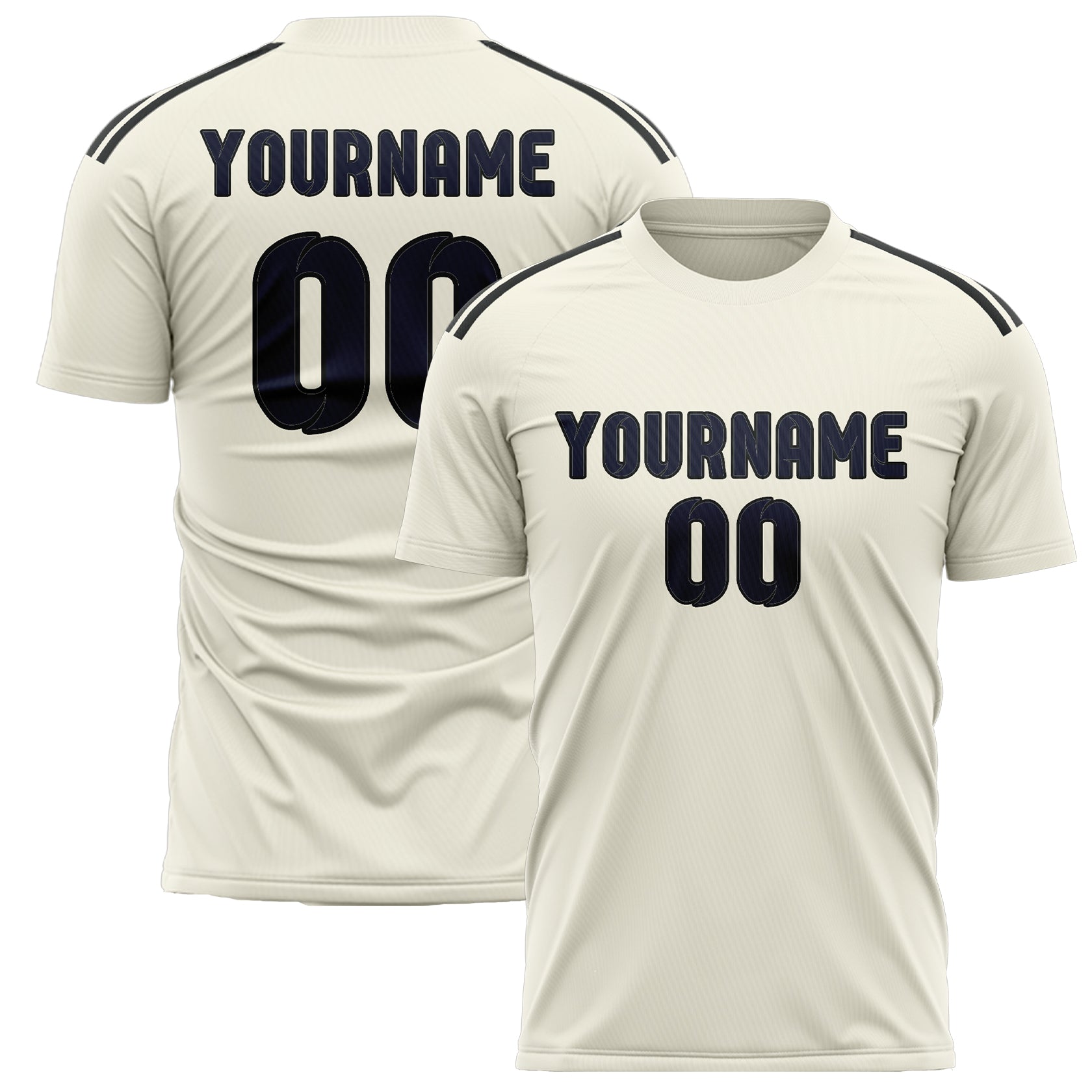 Custom Cream Navy Soccer Jersey