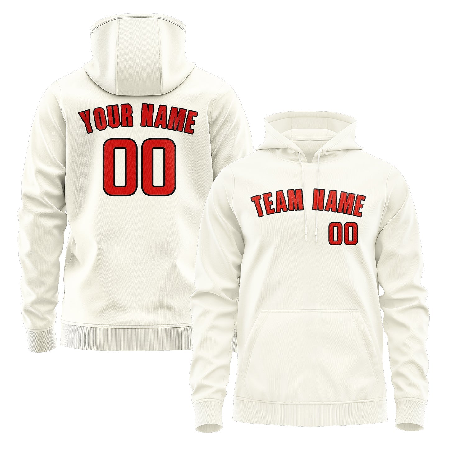 Custom Cream Orange Red Hoodie